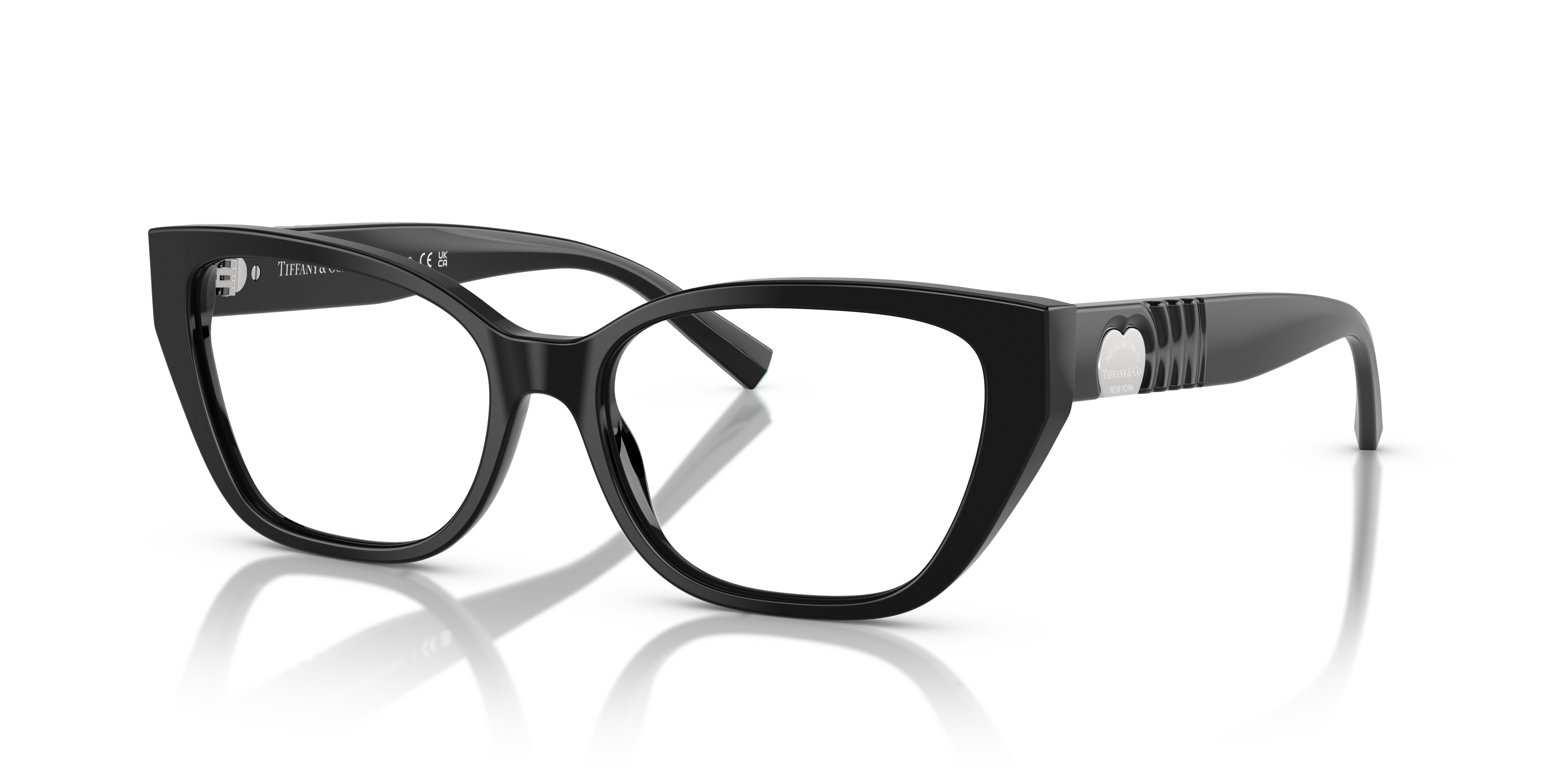 Occhiali da sole neri Tiffany & Co. TF2259 da donna, con montatura in acetato lucido e dettagli sulle aste.