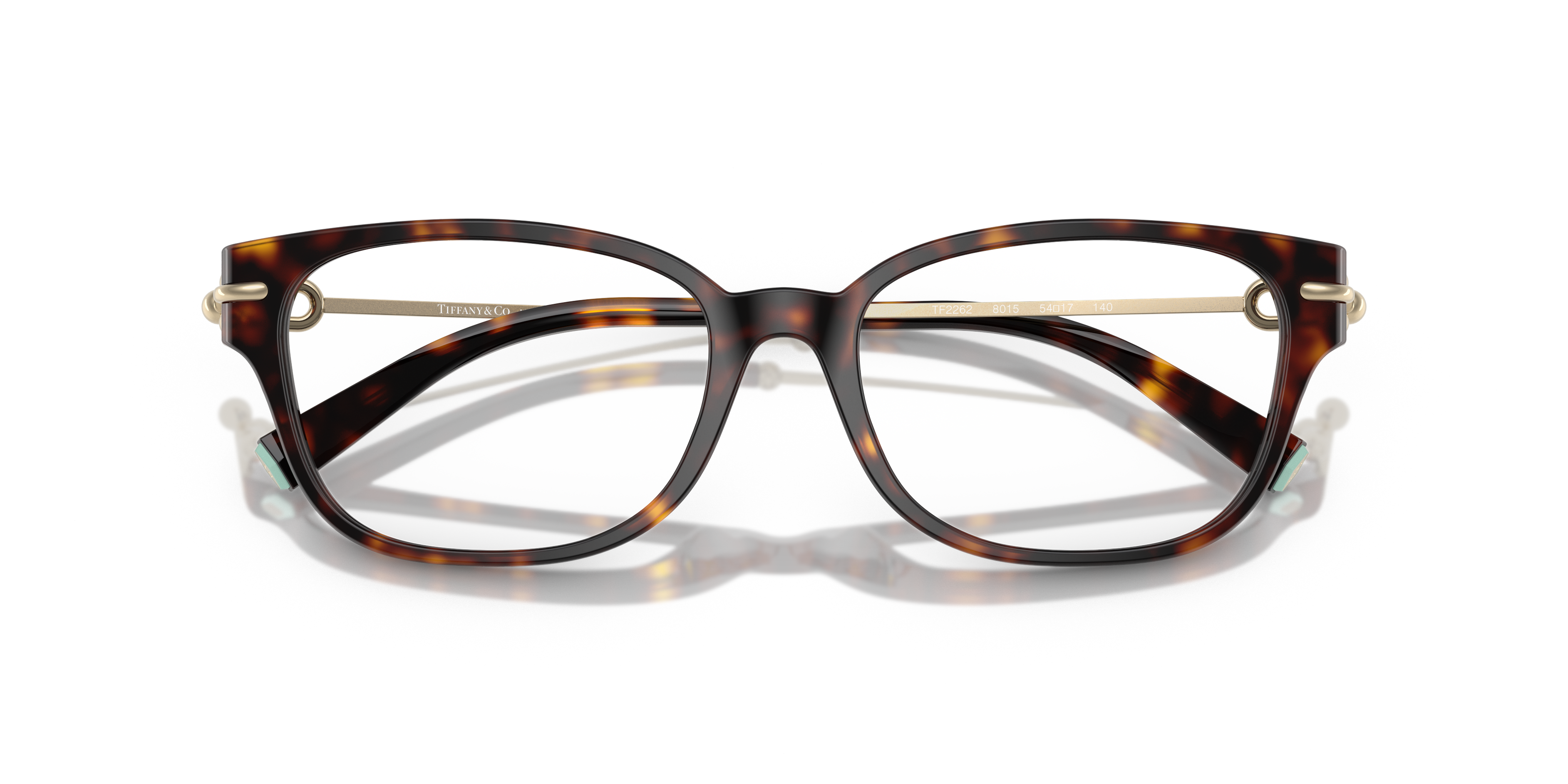Occhiali da sole Tiffany TF2262 da donna di colore Blonde Tiffany Havana, visti frontalmente su uno sfondo neutro e luminoso,