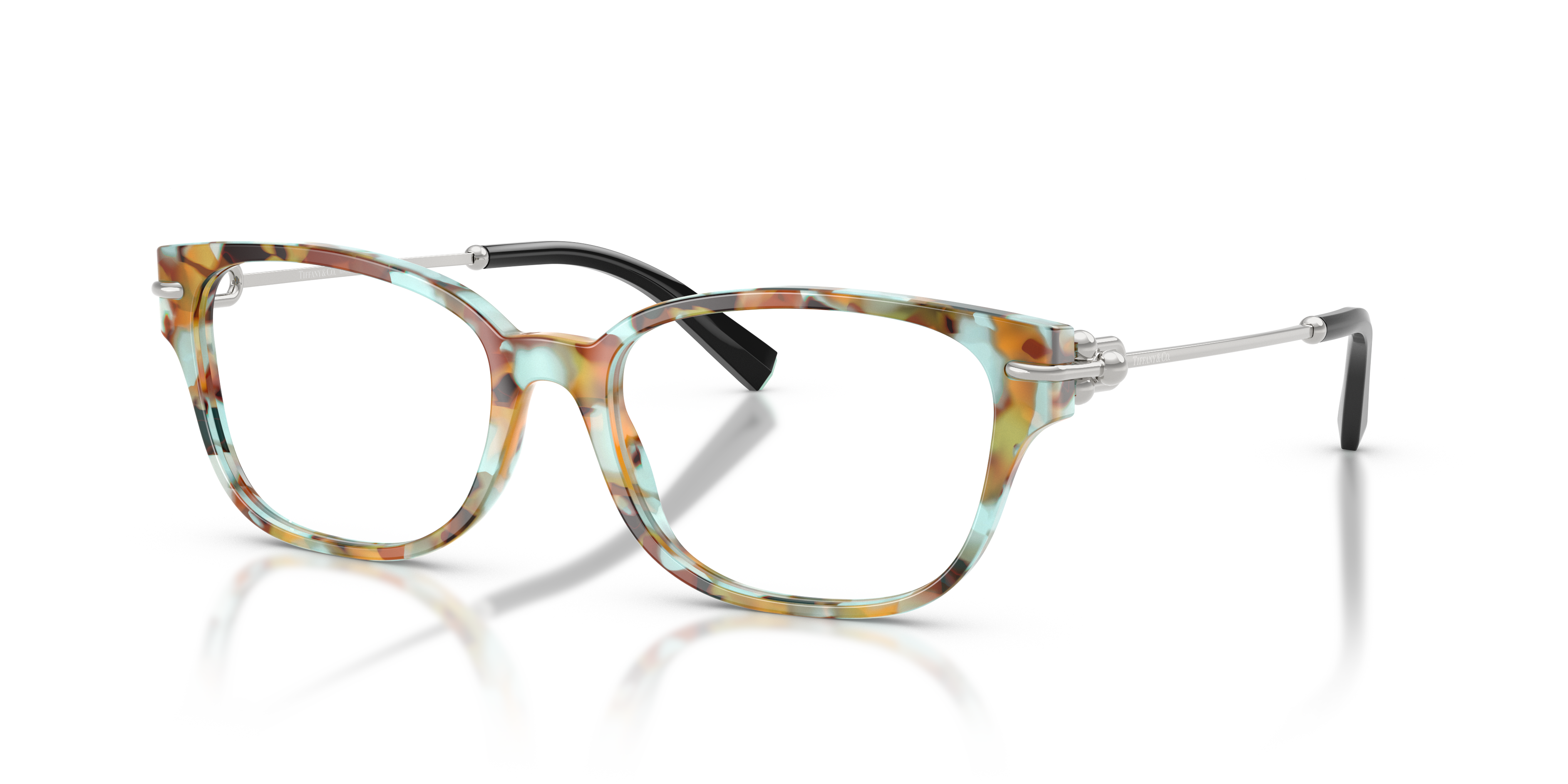 Occhiali da sole Tiffany TF2262 da donna di colore Blonde Tiffany Havana, visti frontalmente su uno sfondo neutro e luminoso,