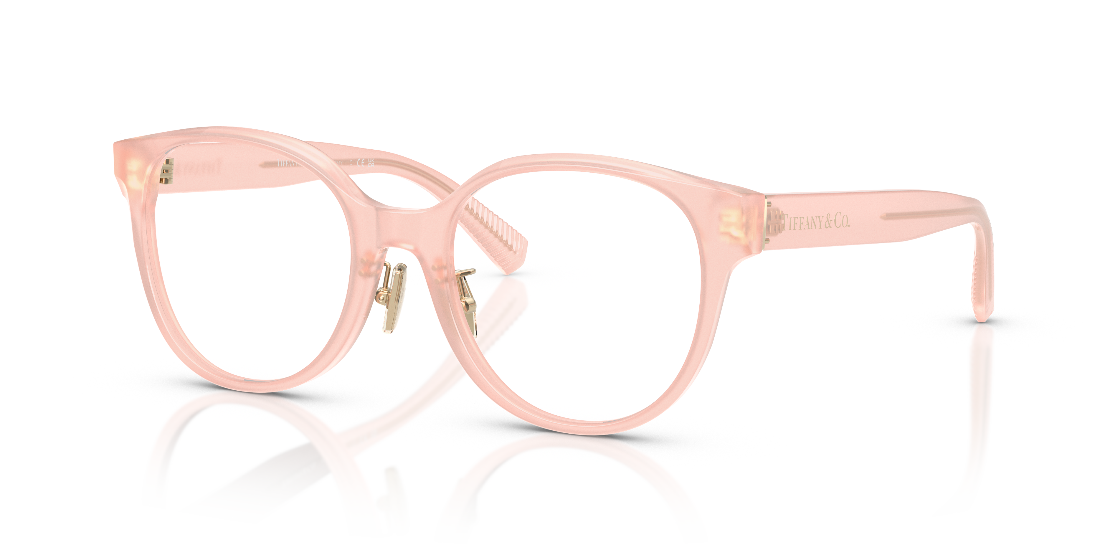 Occhiali da sole Tiffany & Co. TF2264D da donna, colore rosa Opal Pink, con montatura in acetato e lenti protettive.