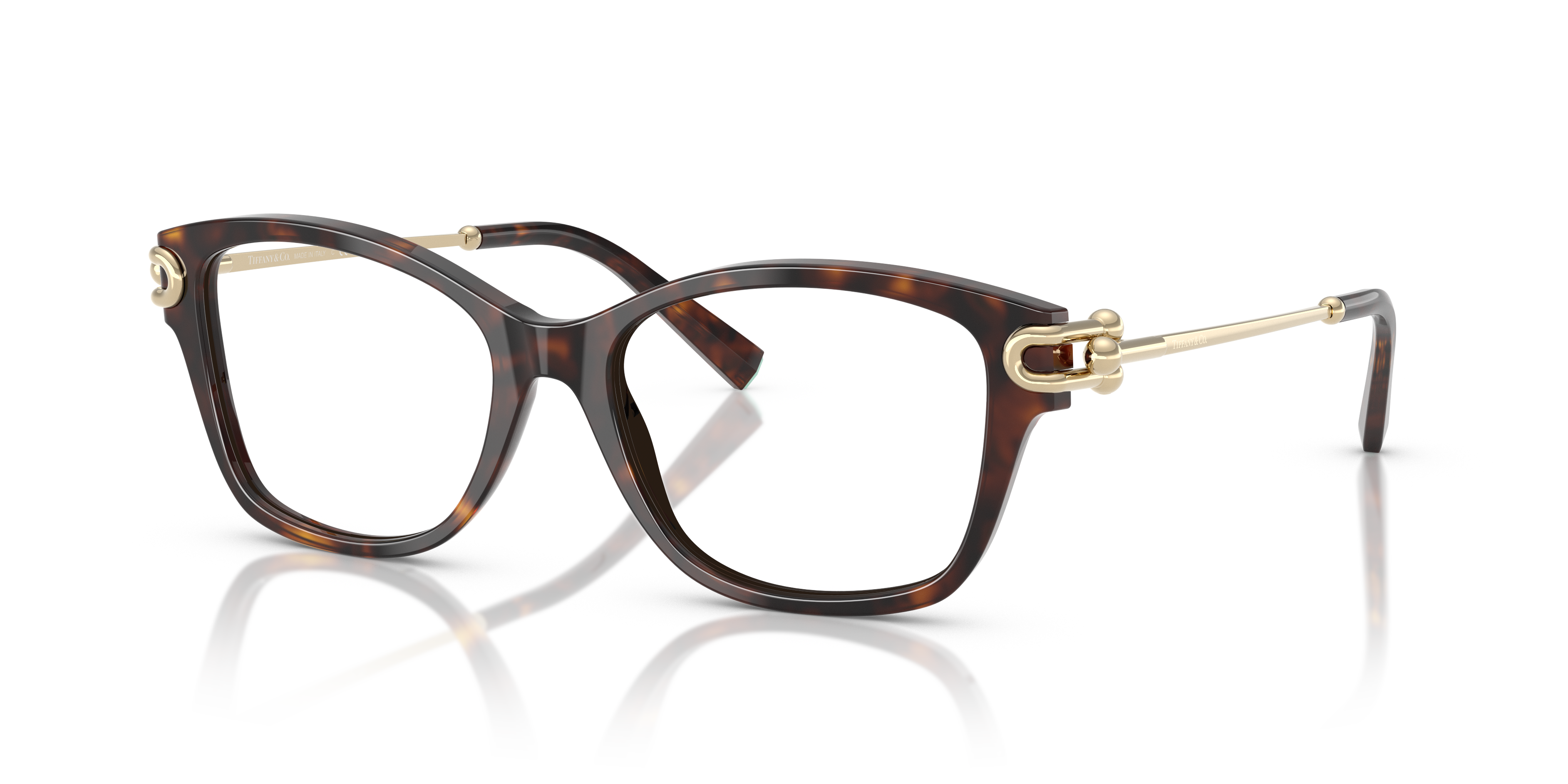 Occhiali da sole Tiffany & Co. modello TF2266 da donna, colore Havana, montatura frontale in acetato con astine decorate