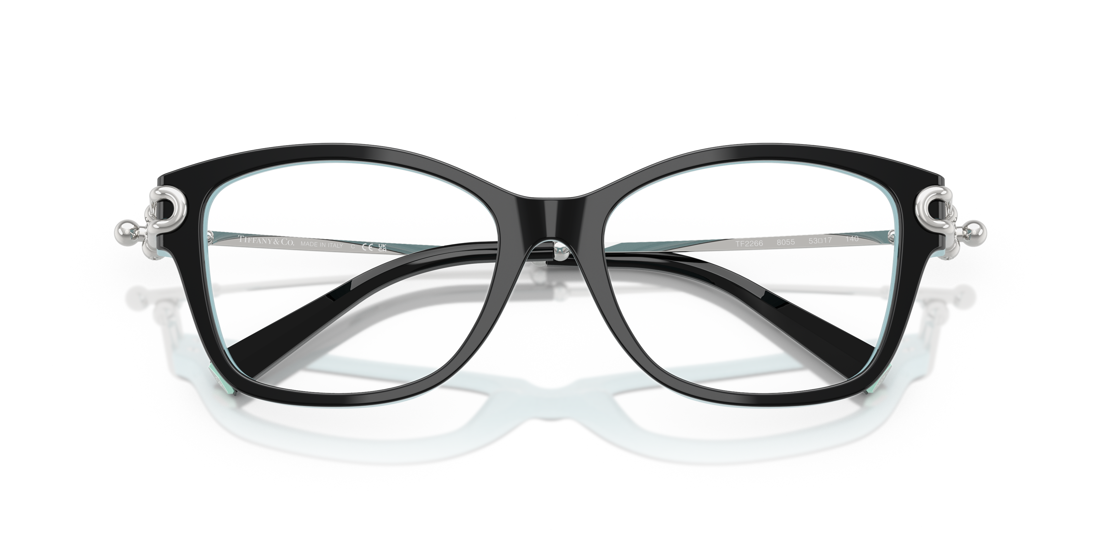 Occhiali da sole Tiffany & Co. modello TF2266 da donna, colore Havana, montatura frontale in acetato con astine decorate