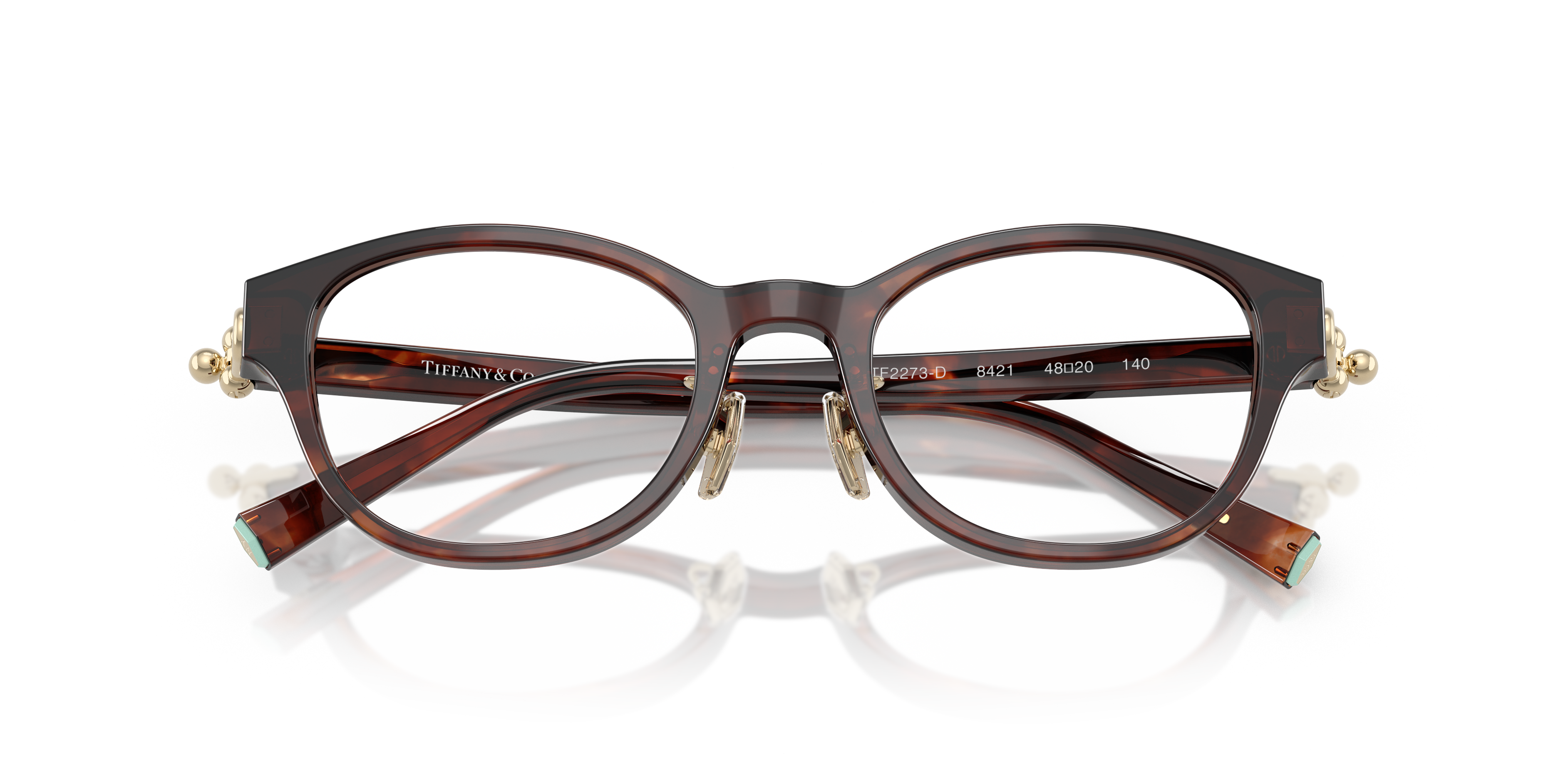 Occhiali da sole Tiffany & Co. TF2273D da donna neri, montatura in acetato lucido con iconiche aste azzurre e lenti scure su