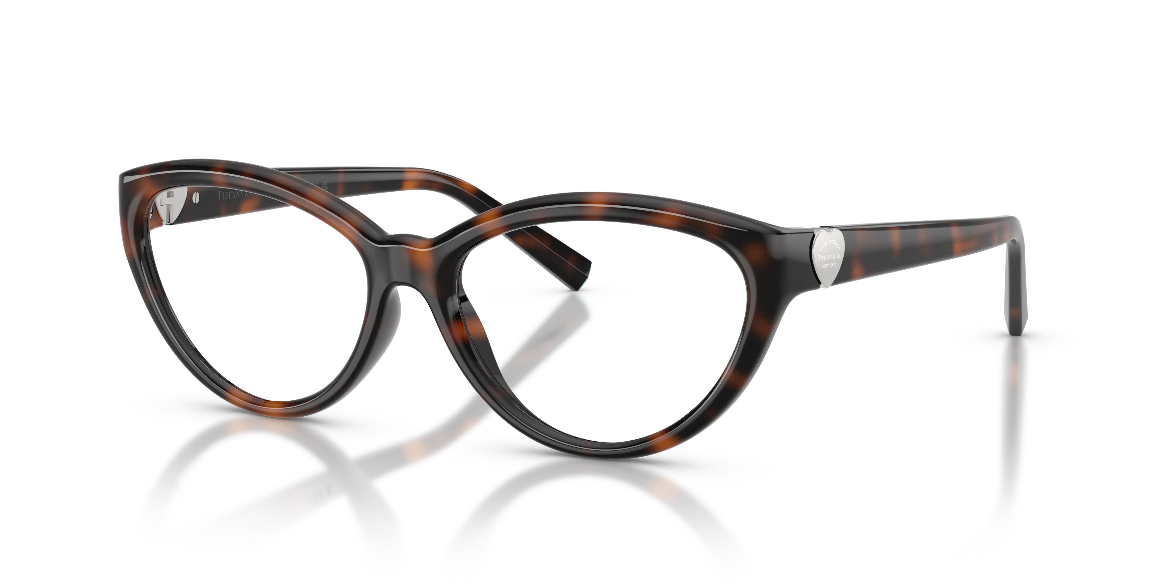 Occhiali da sole Tiffany & Co. modello TF2287U da donna, con montatura squadrata color Havana e lenti scure, in primo piano.