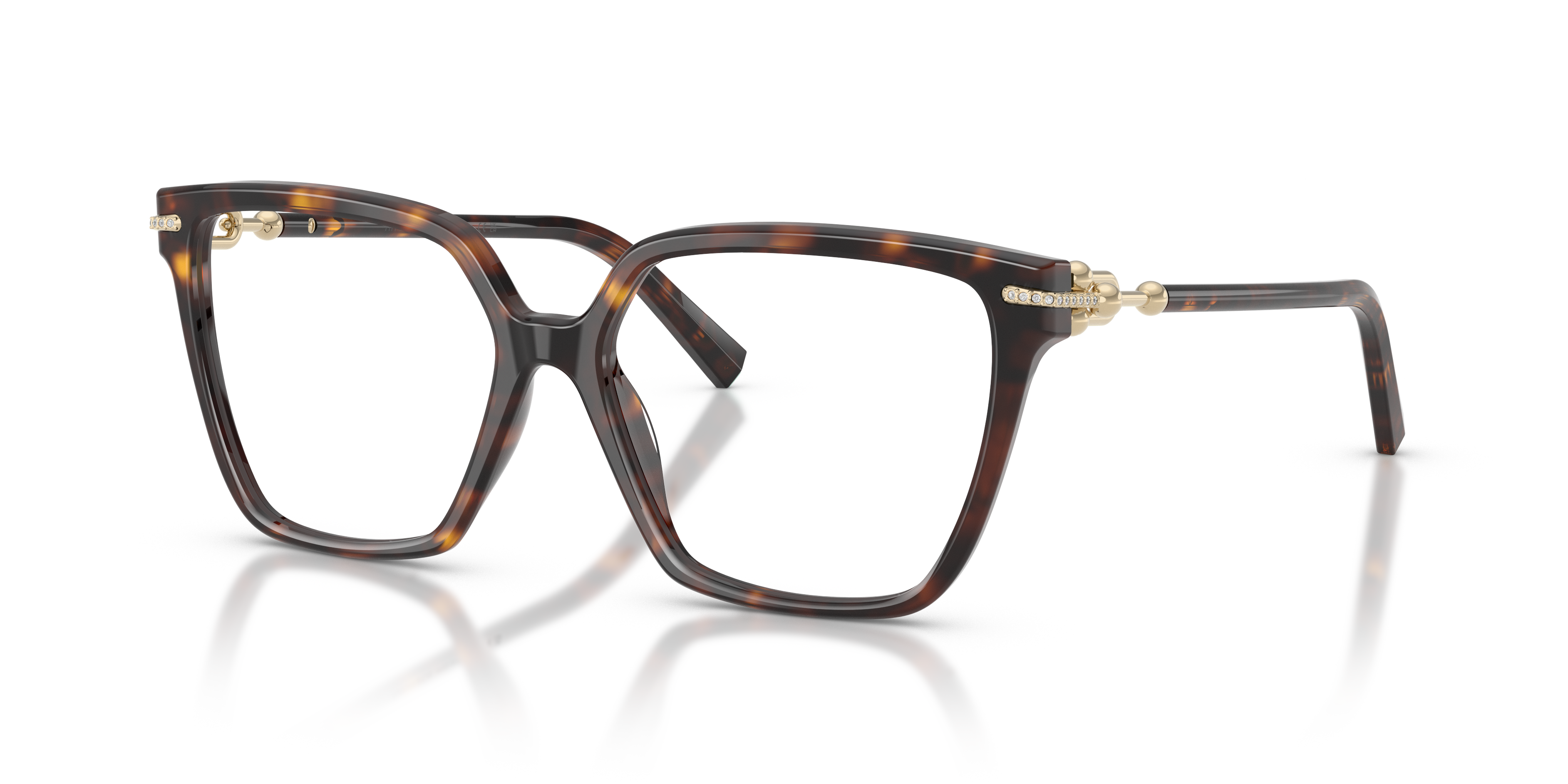 Occhiali da sole Tiffany & Co. modello 0TF2290BU da donna in colore Havana, con montatura in acetato e lenti scure, mostrati