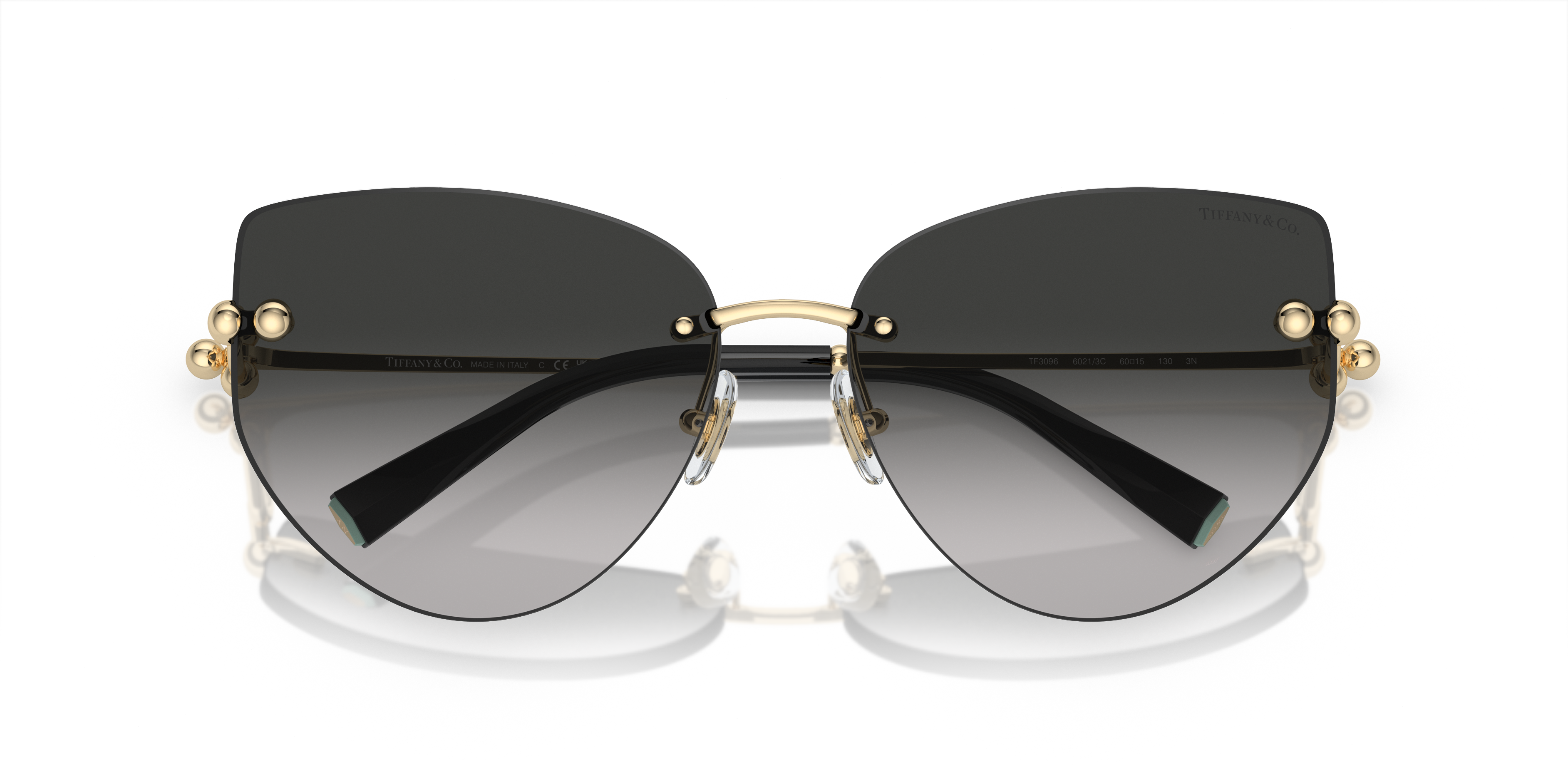 Occhiali da sole Tiffany & Co. 0TF3096 Pale Gold da donna, montatura pilot dorata, lenti sfumate.