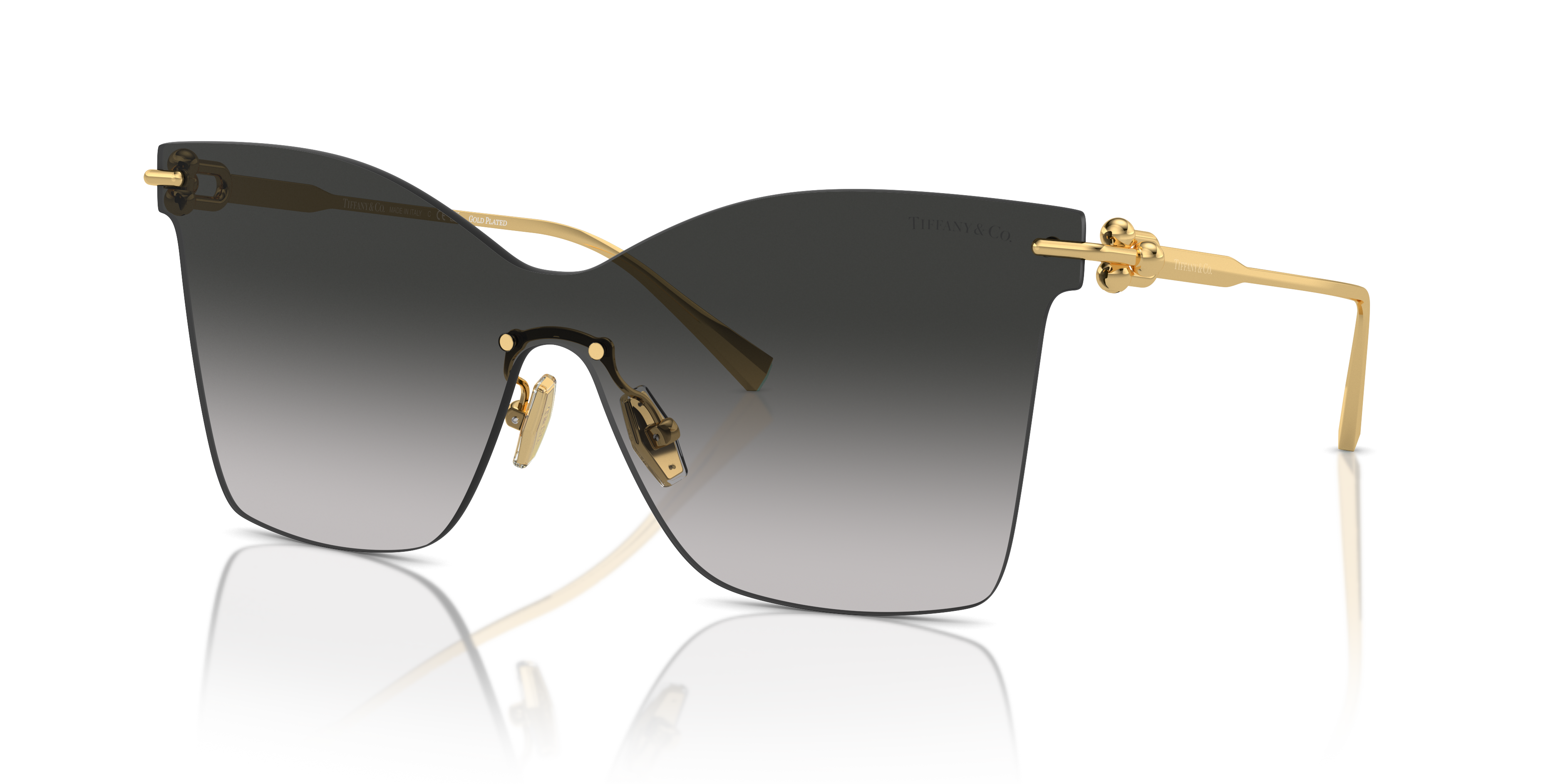 Occhiali da sole Tiffany TF3103K Gold Plated per donna, vista frontale su sfondo bianco