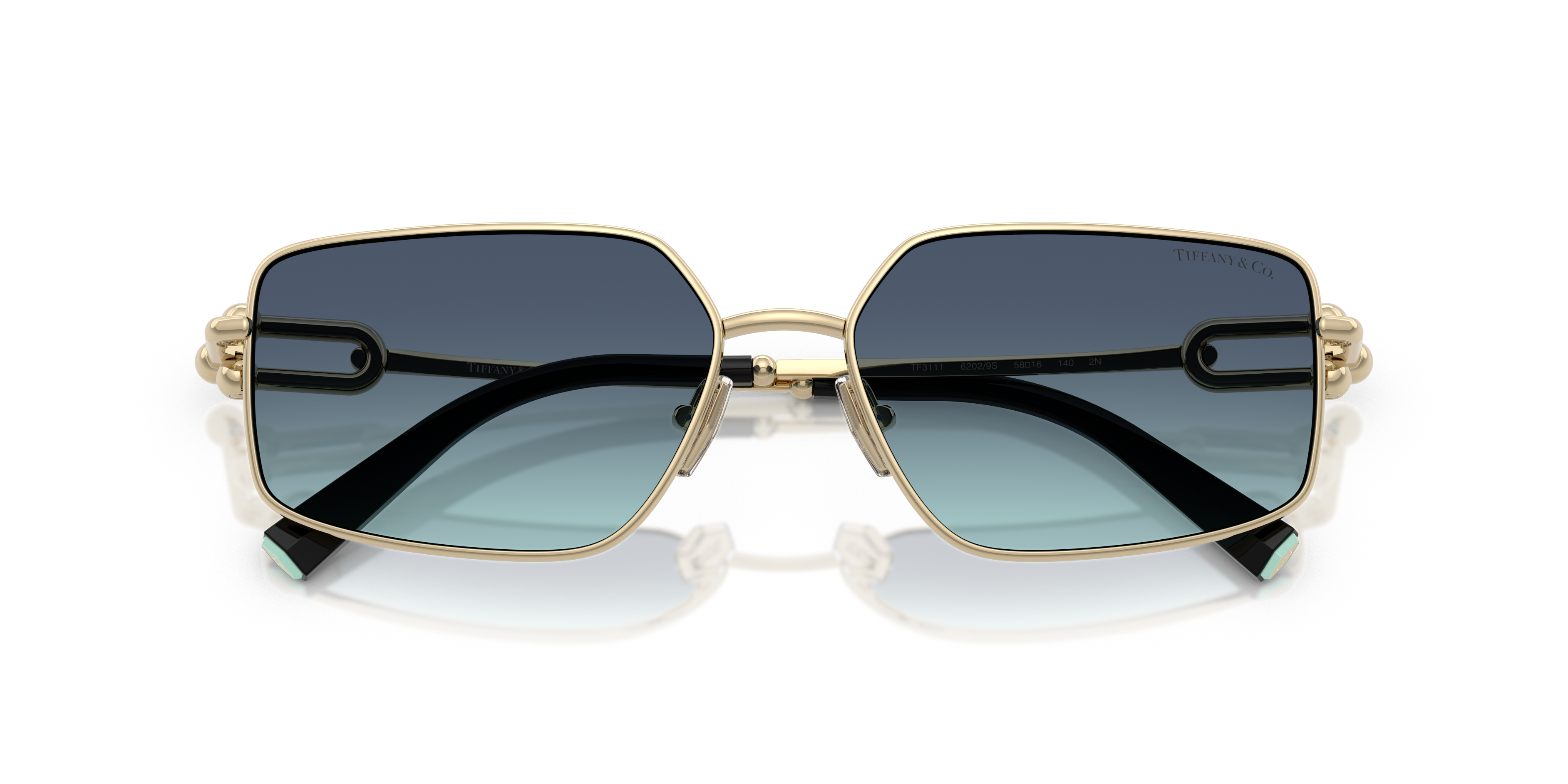 Occhiali da sole Tiffany & Co. modello TF3111 colore Silver, vista frontale su sfondo chiaro, adatti per uomo e donna.