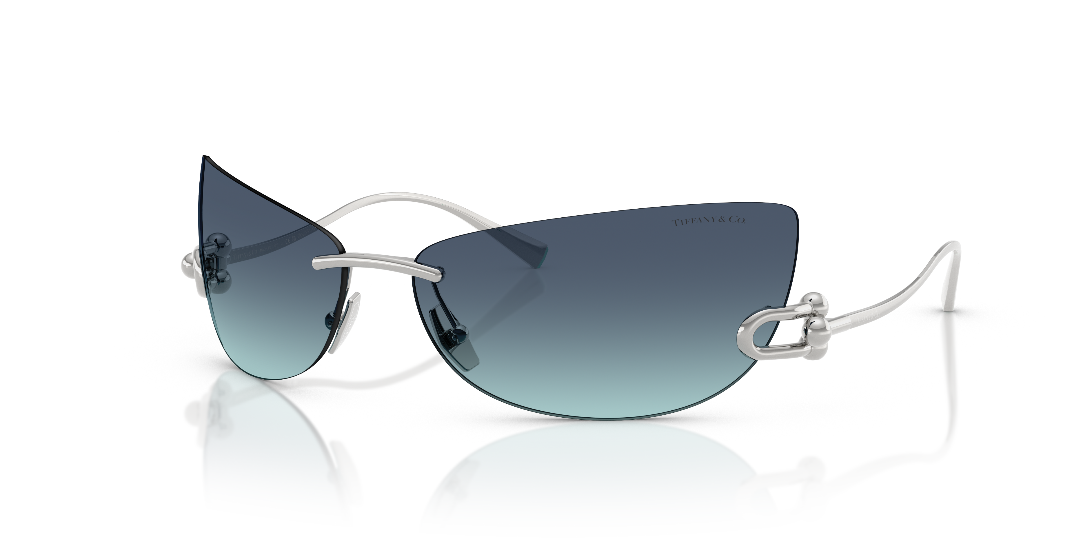 Occhiali da sole Tiffany & Co. modello 0TF3112K da donna, con montatura in metallo colore Silver Gold Plated e lenti scure, p