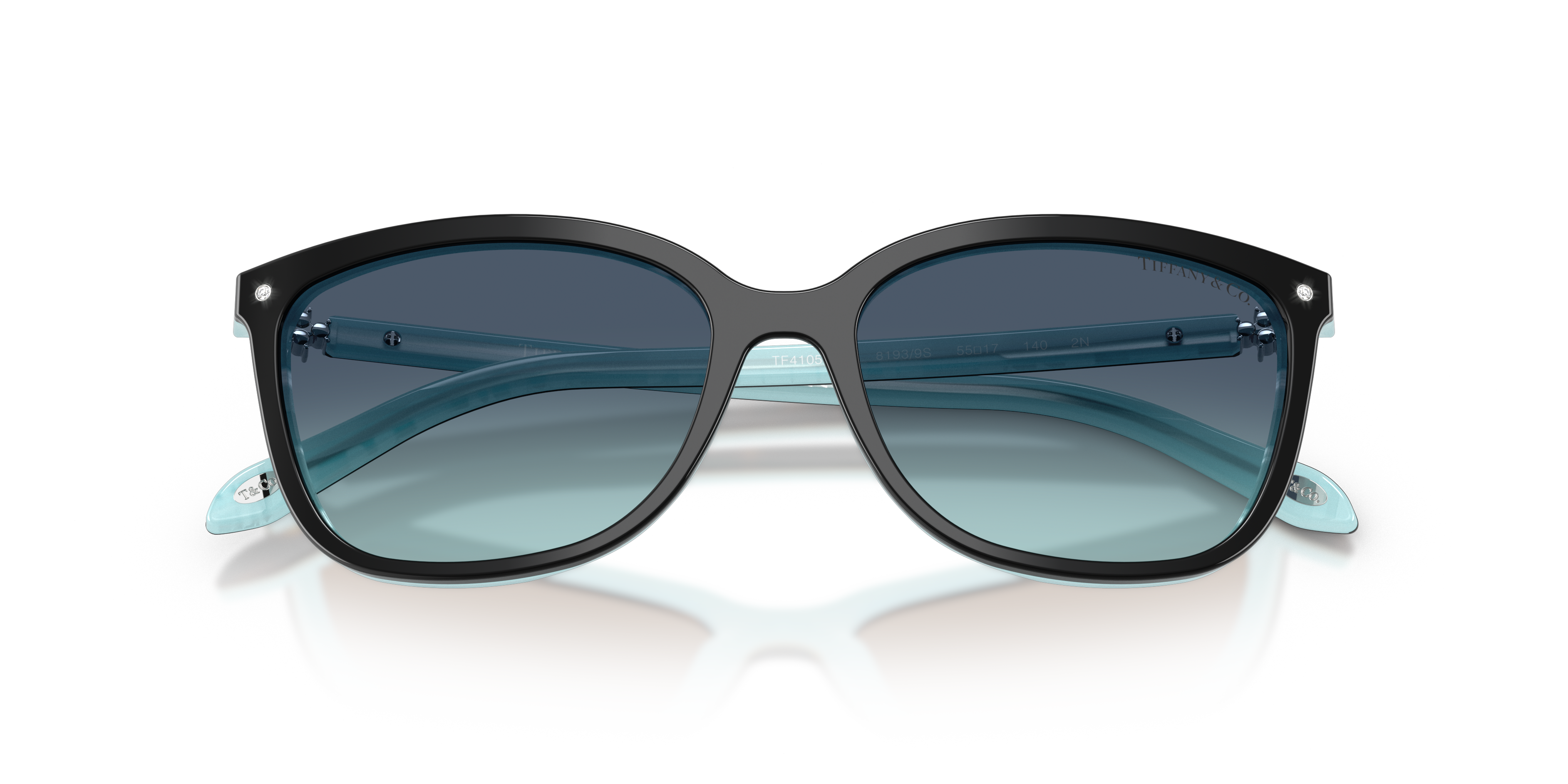 Occhiali da sole Tiffany & Co. modello 0TF4105HB da donna, colore Havana tartarugato, in primo piano su sfondo chiaro.