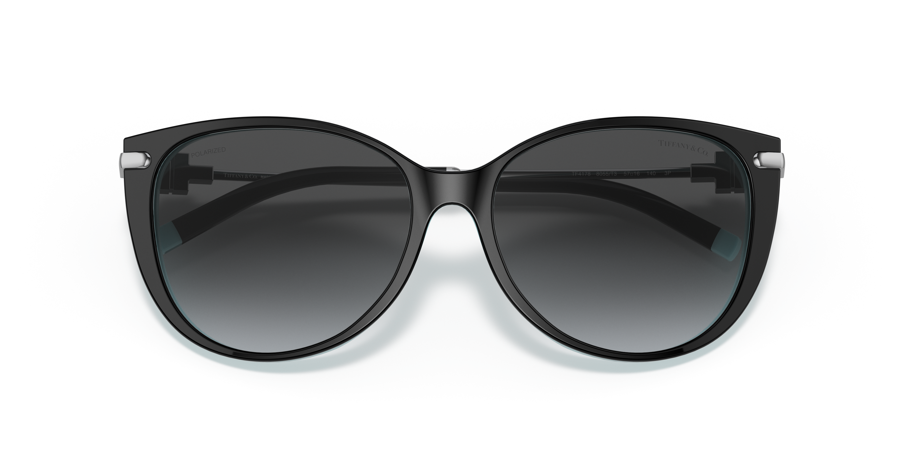 Occhiali da sole Tiffany TF4178 da donna con montatura Havana e lenti scure, mostrati frontalmente su sfondo chiaro.