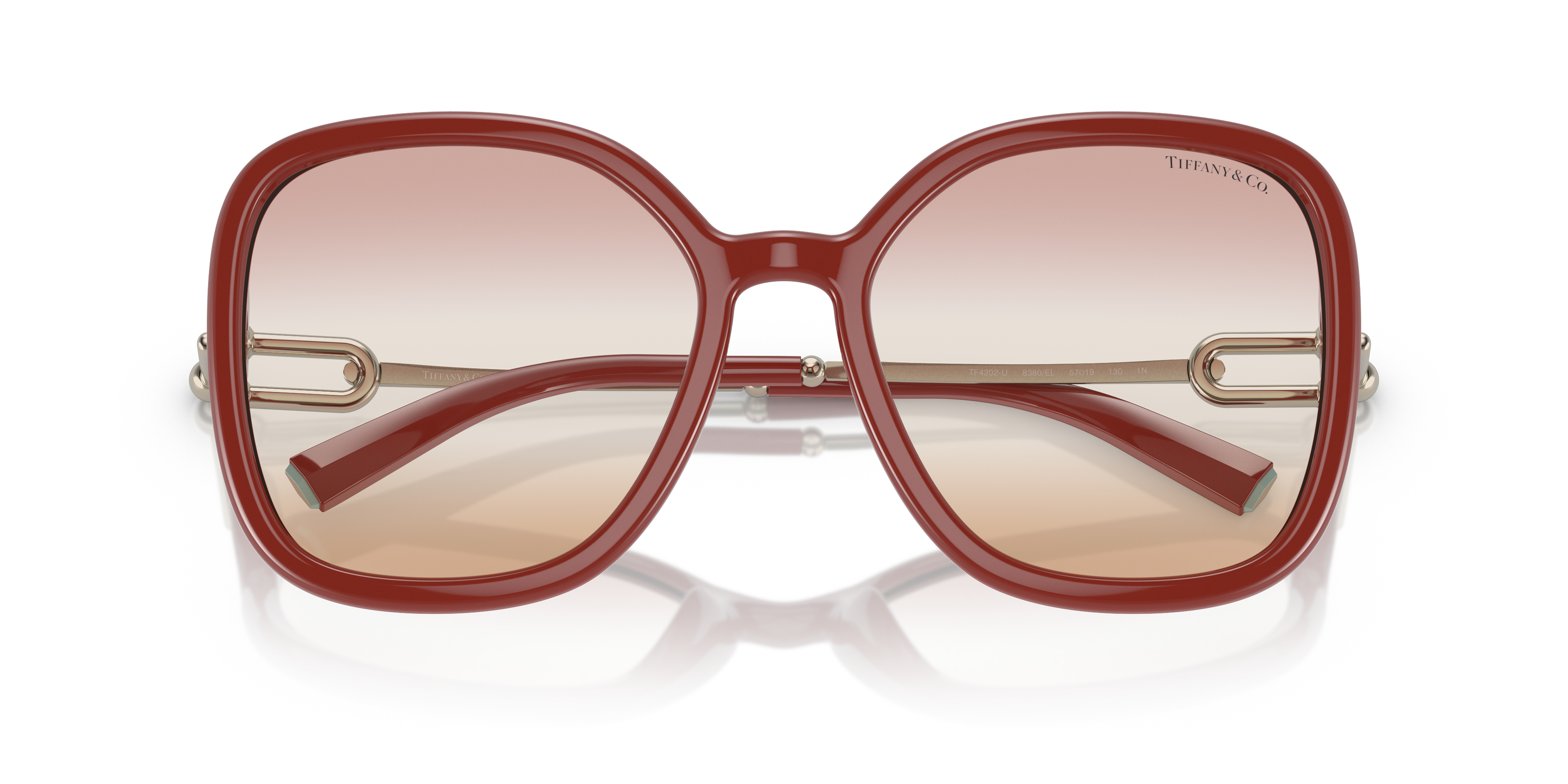 Occhiali da sole Tiffany & Co. modello TF4202U da donna in colore bordeaux solido, con montatura in acetato a farfalla e lent