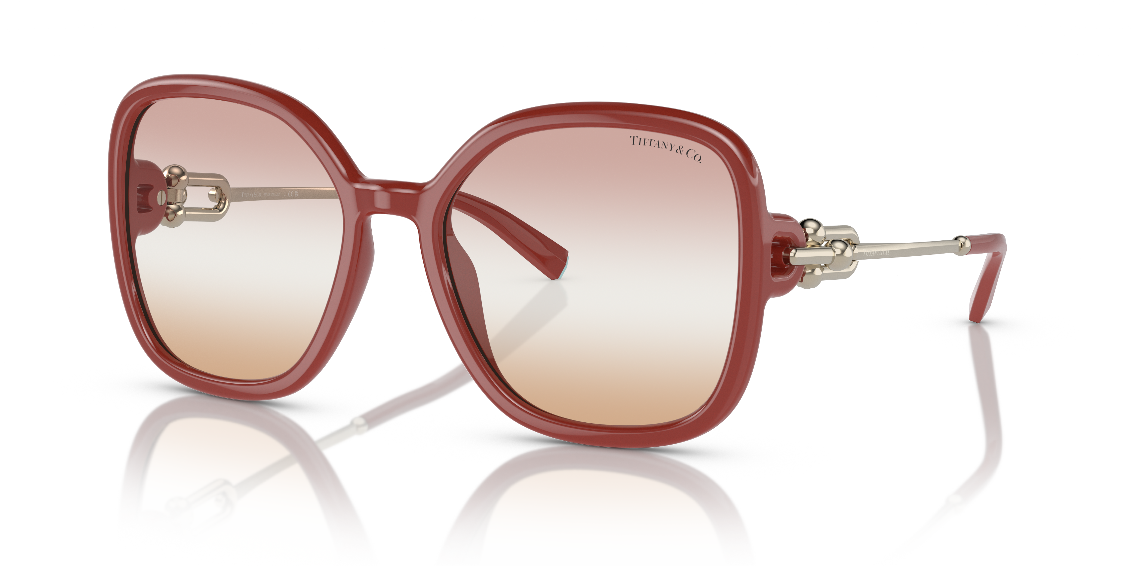 Occhiali da sole Tiffany & Co. modello TF4202U da donna in colore bordeaux solido, con montatura in acetato a farfalla e lent