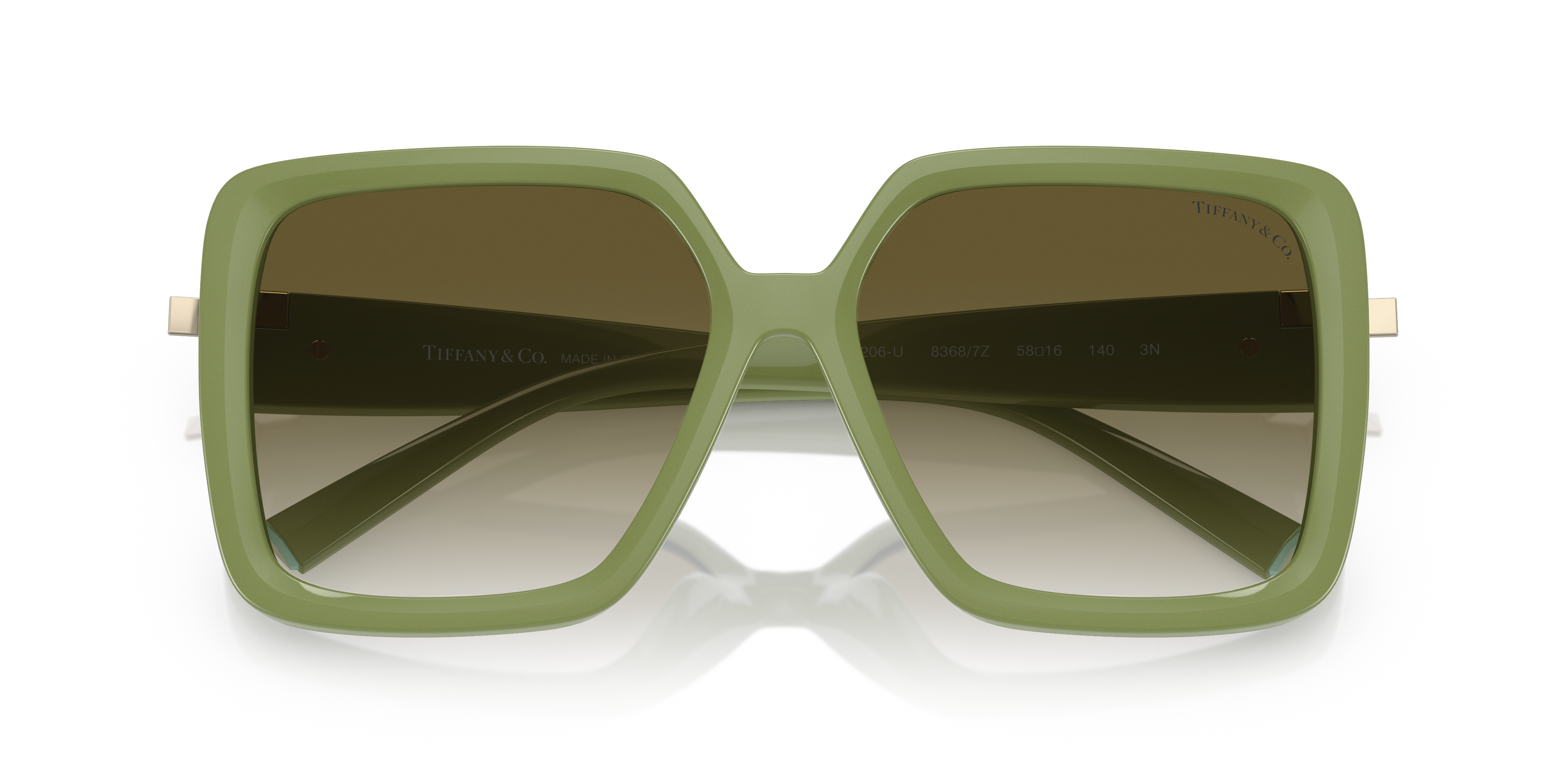 Occhiali da sole Tiffany TF4206U da donna color Havana con forma cat-eye, montatura in acetato e lenti scure, mostrati su sfo