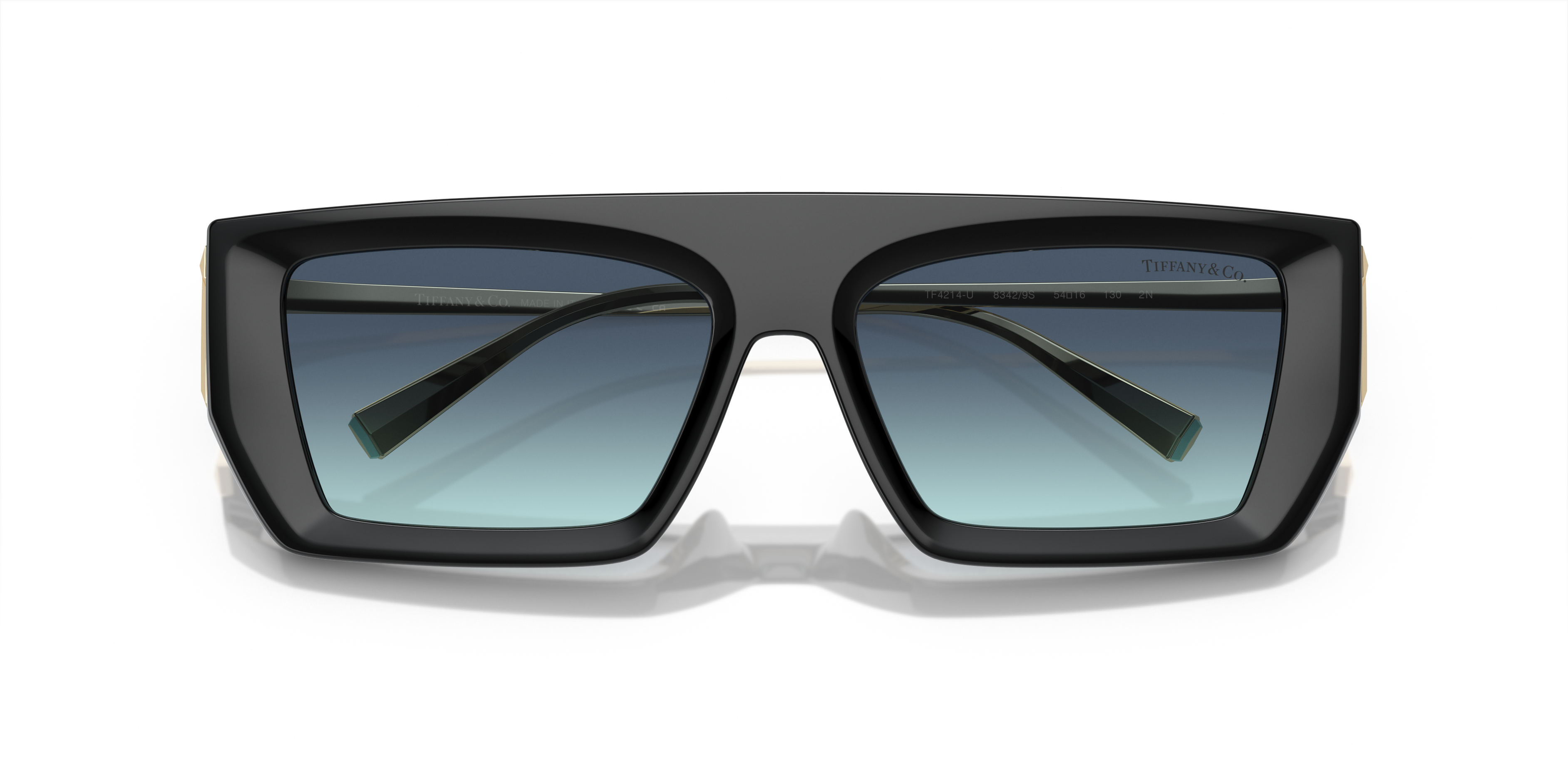 Occhiali da sole Tiffany TF4214U neri per donna con montatura in acetato e logo Tiffany sulle aste.