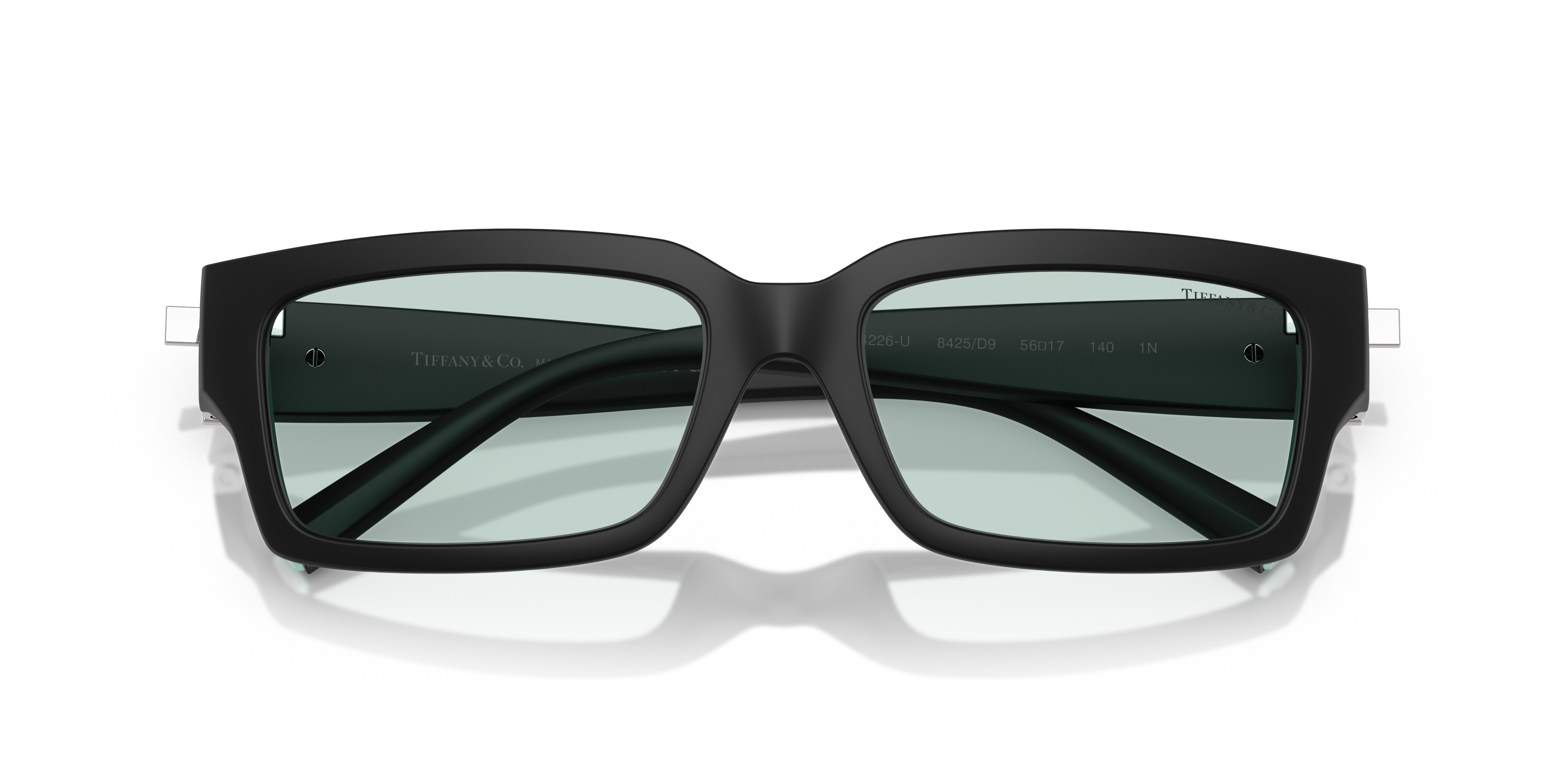 Occhiali da sole Tiffany & Co. modello TF4226U di colore Havana, con montatura in acetato tartarugato e lenti scure, su sfond