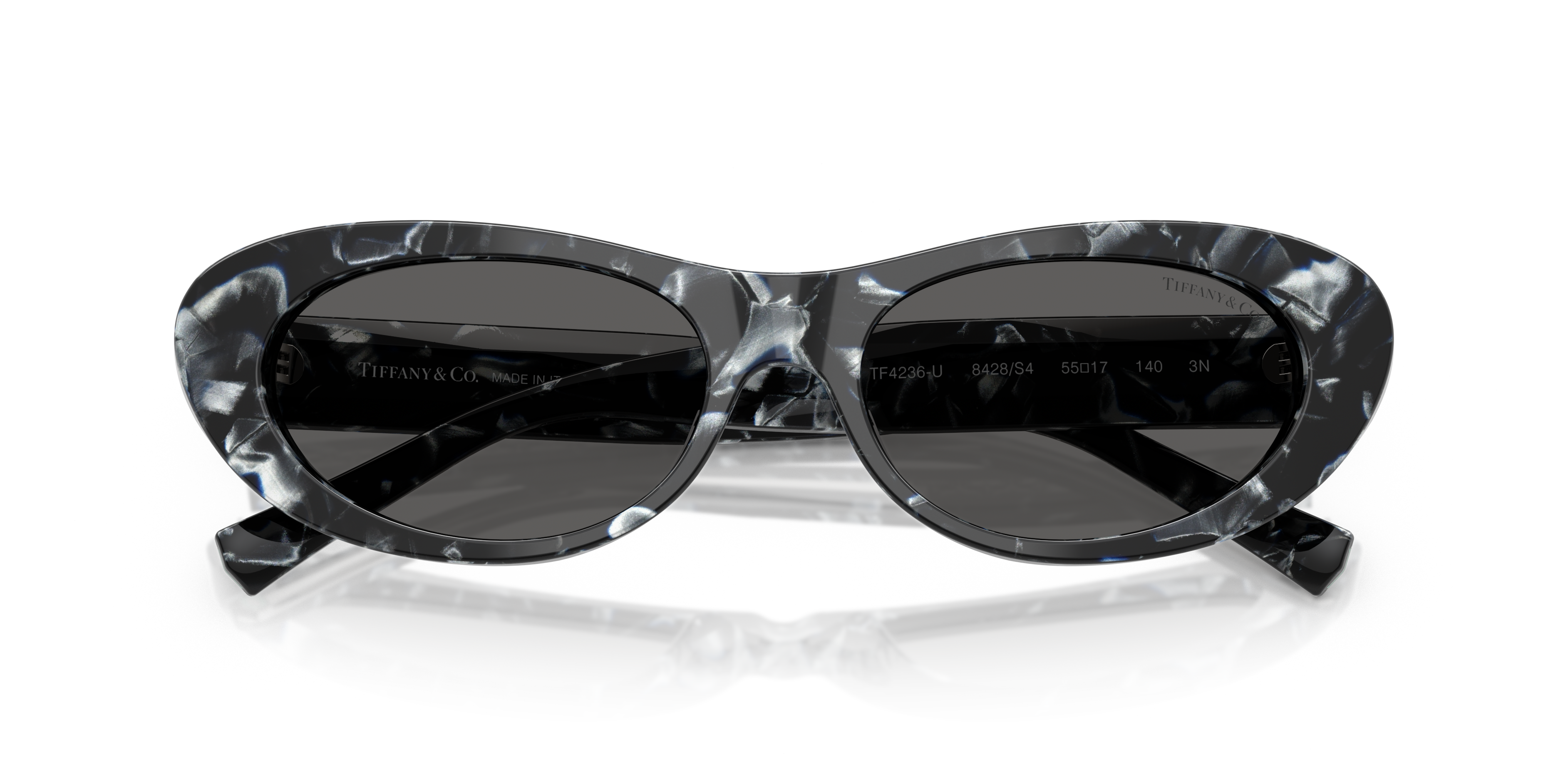Occhiali da sole Tiffany 0TF4236U da donna in acetato Spotted Brown Havana con lenti marroni e dettagli in metallo sul lato d