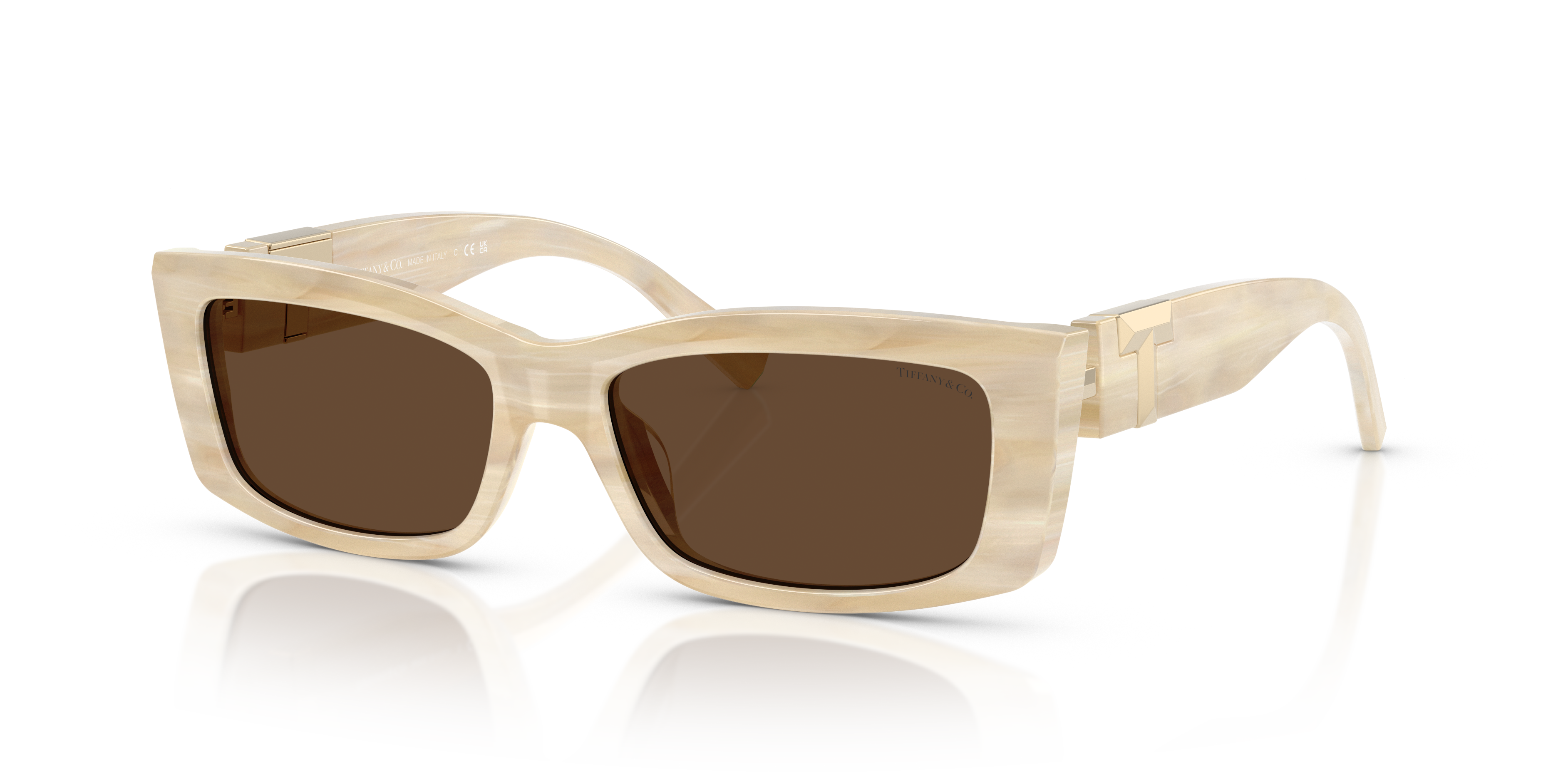Occhiali da sole Tiffany & Co. modello 0TF4240U da donna, con montatura a farfalla color avorio a righe (Striped Ivory) e len
