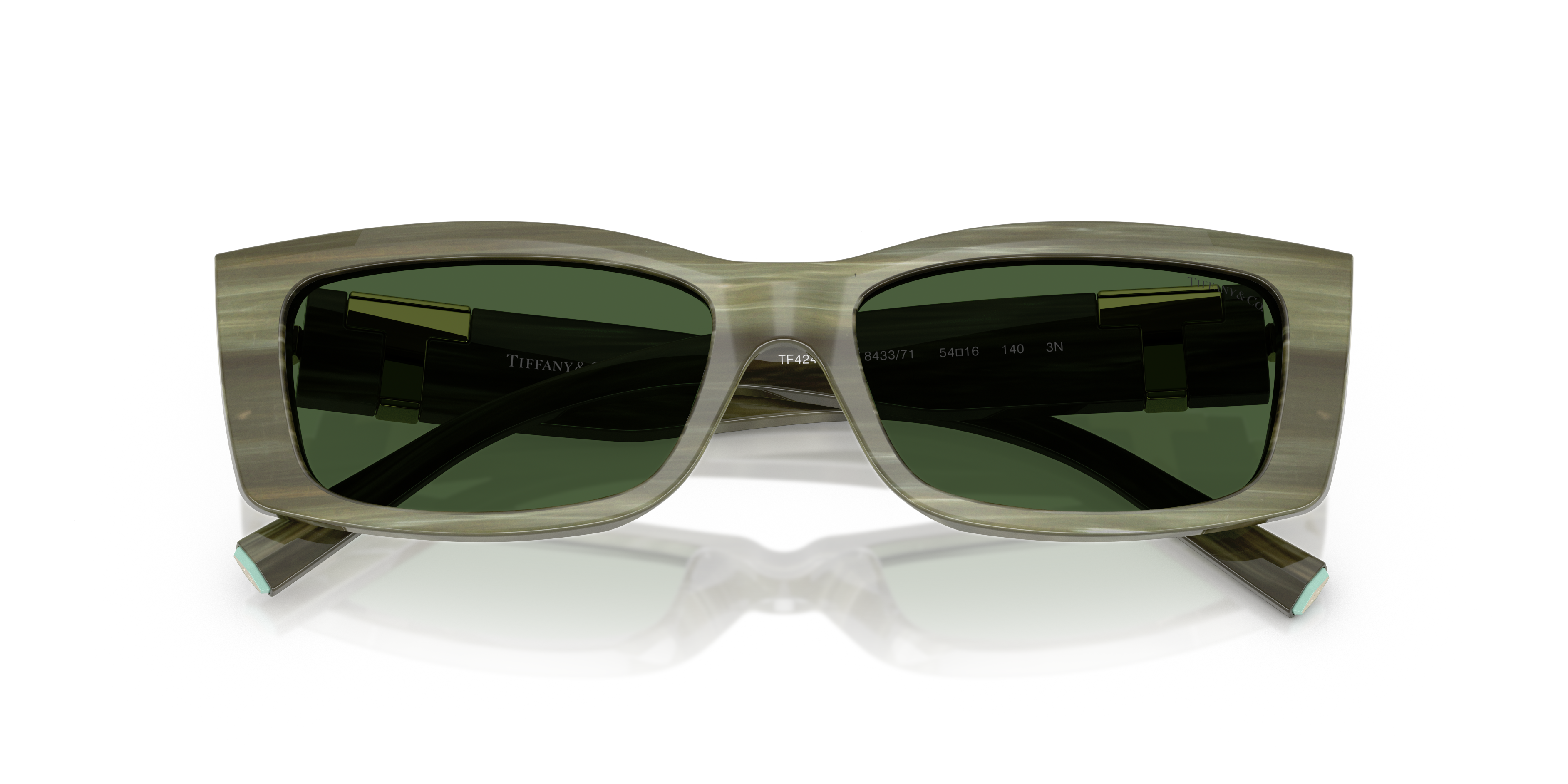 Occhiali da sole Tiffany & Co. modello 0TF4240U da donna, con montatura a farfalla color avorio a righe (Striped Ivory) e len