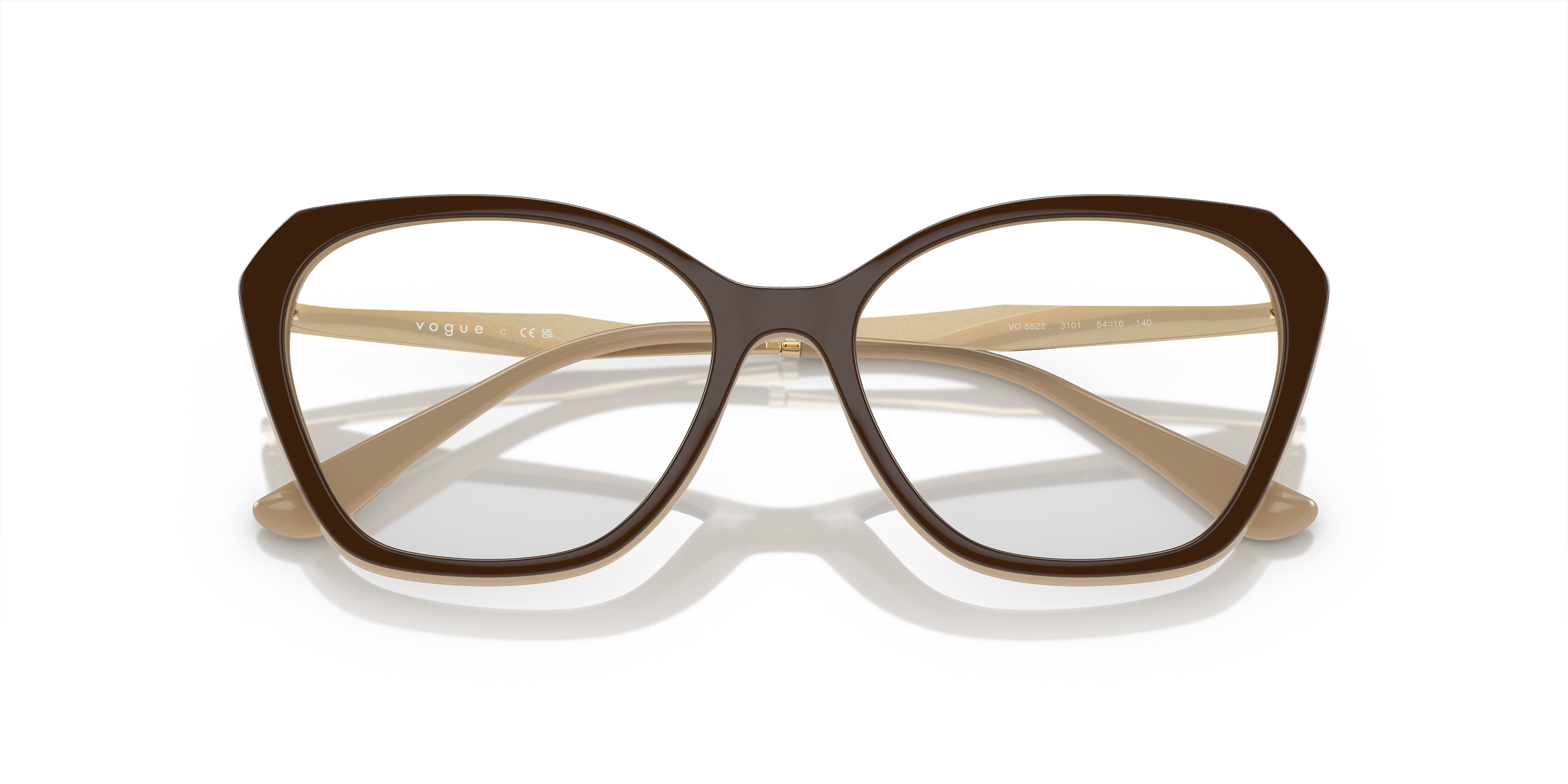 Occhiali da sole neri lucidi Vogue Eyewear VO5522 da donna, con montatura squadrata e lenti scure, mostrati frontalmente su s