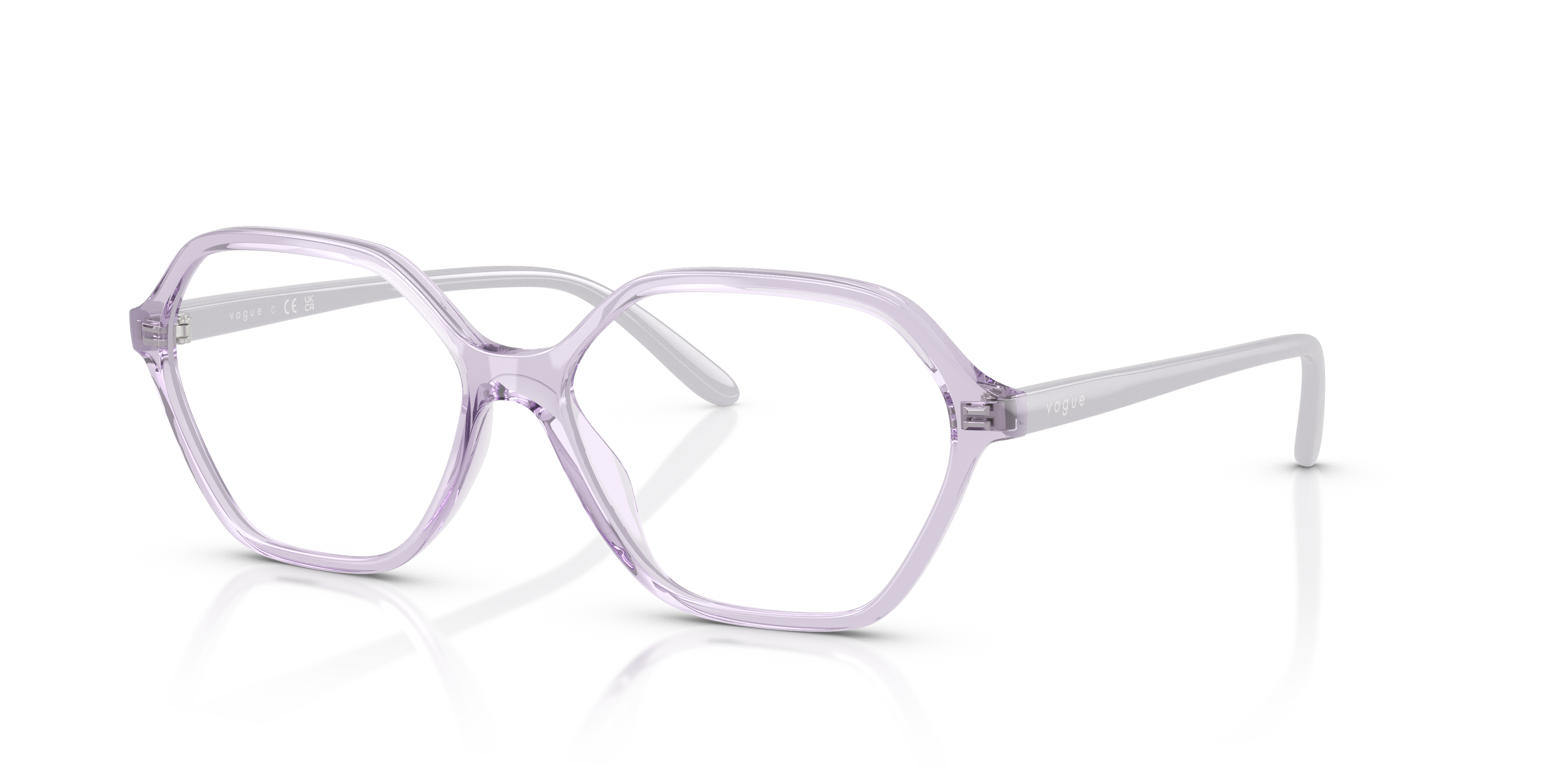 Occhiali da sole Vogue Eyewear VO5622 da donna, colore Viola Trasparente, con montatura cat-eye in acetato su sfondo neutro