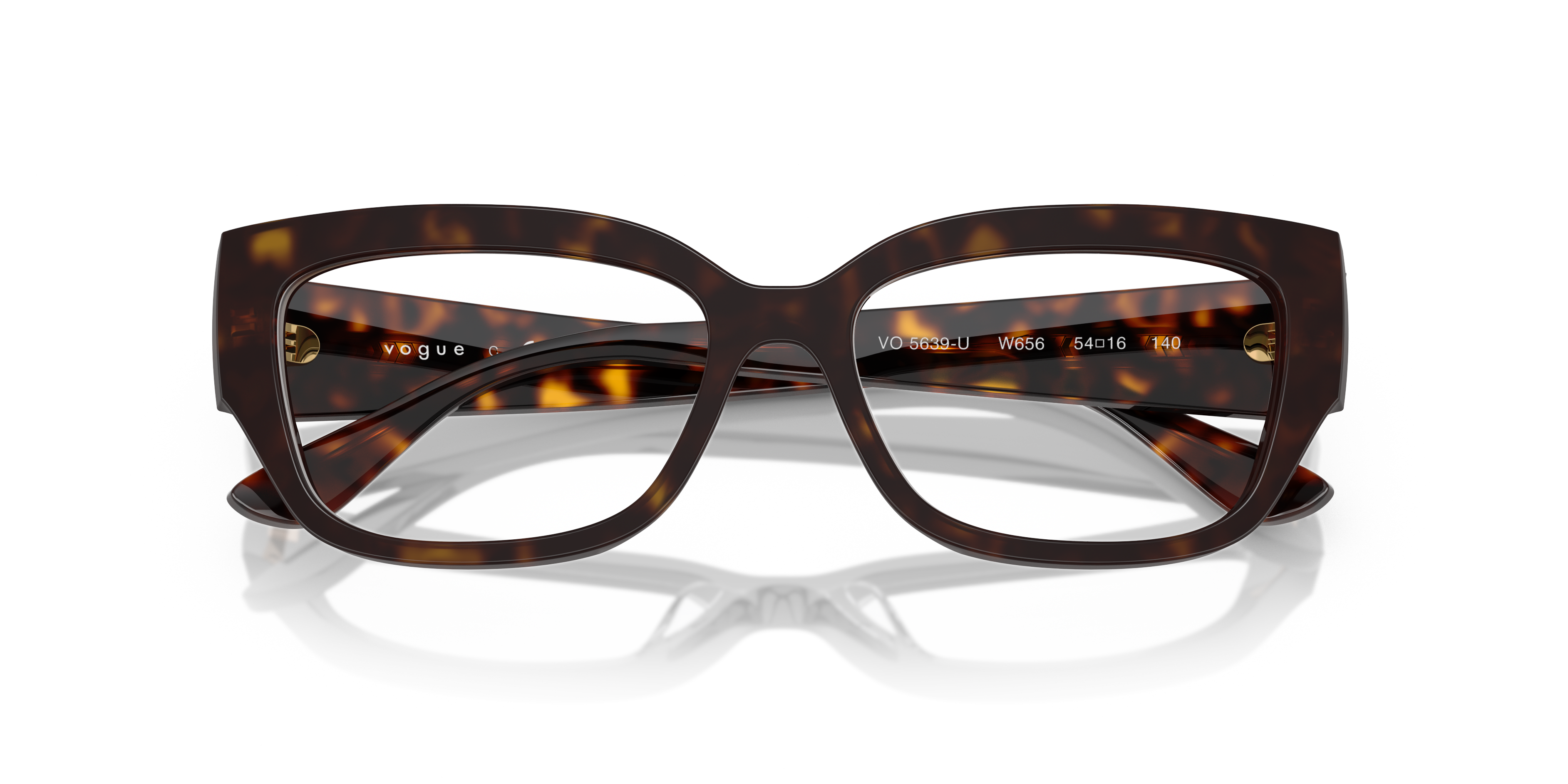 Occhiali da sole Vogue VO5639U donna in colore Transparent Pearl Cream, vista frontale su sfondo neutro, con lenti che riflet