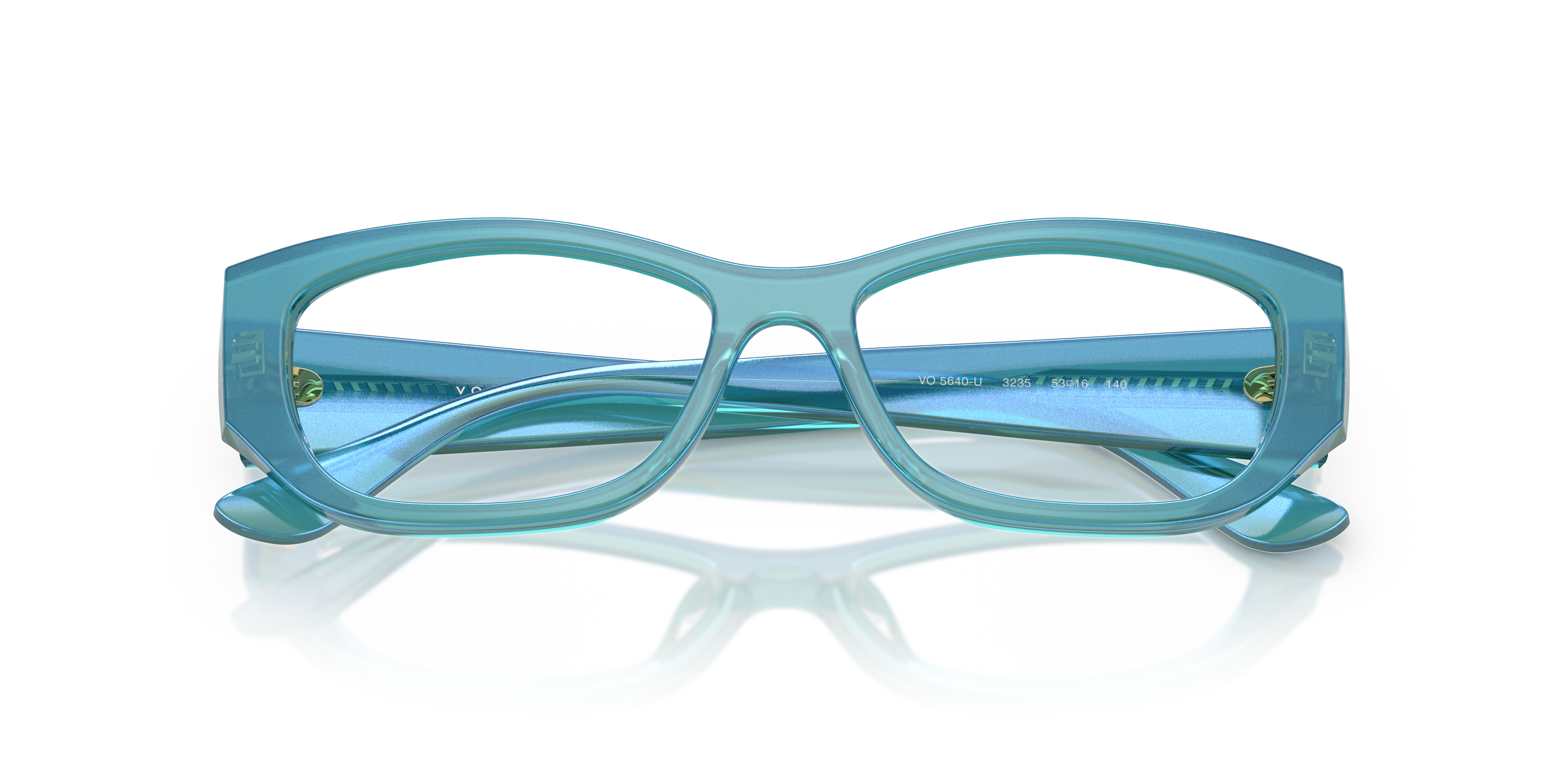 Occhiali da sole donna Vogue Eyewear 0VO5640U in acetato Transparent Pearl Purple, montatura a farfalla, visti di fronte su s