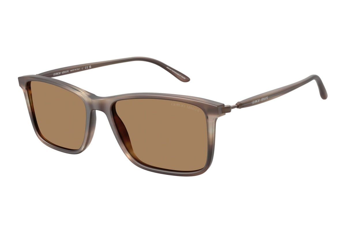 OCCHIALE DA SOLE UOMO | GIORGIO ARMANI AR 8218 - 6167M4 MARRONE STRIATO OPACO - CALIBRO 56