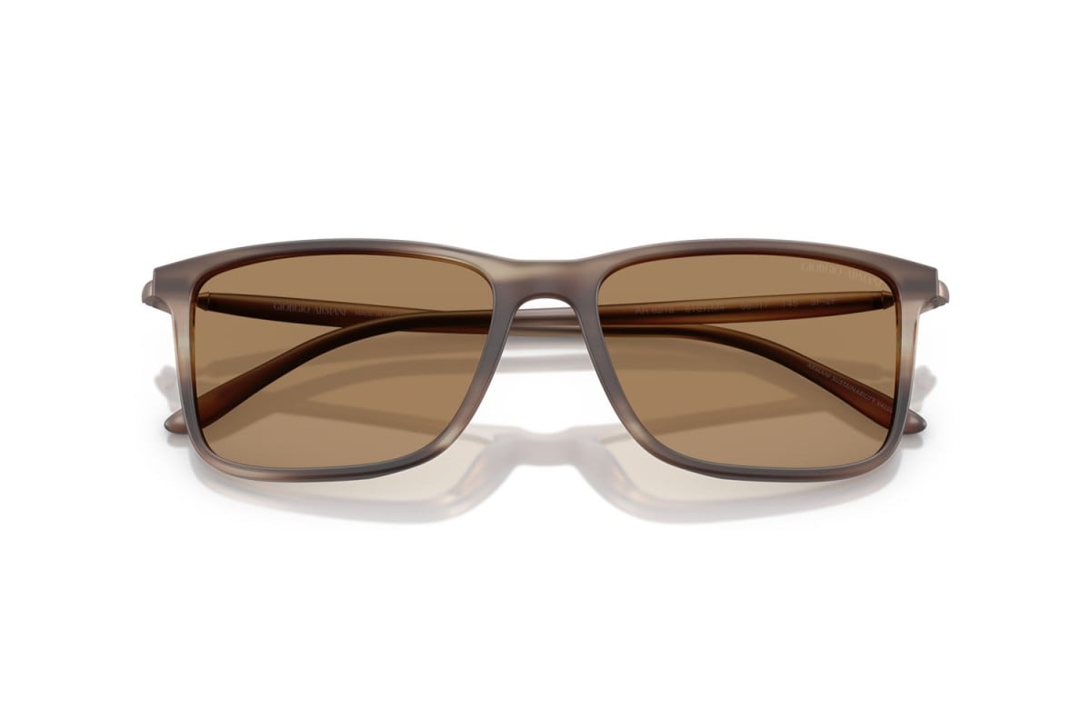OCCHIALE DA SOLE UOMO | GIORGIO ARMANI AR 8218 - 6167M4 MARRONE STRIATO OPACO - CALIBRO 56