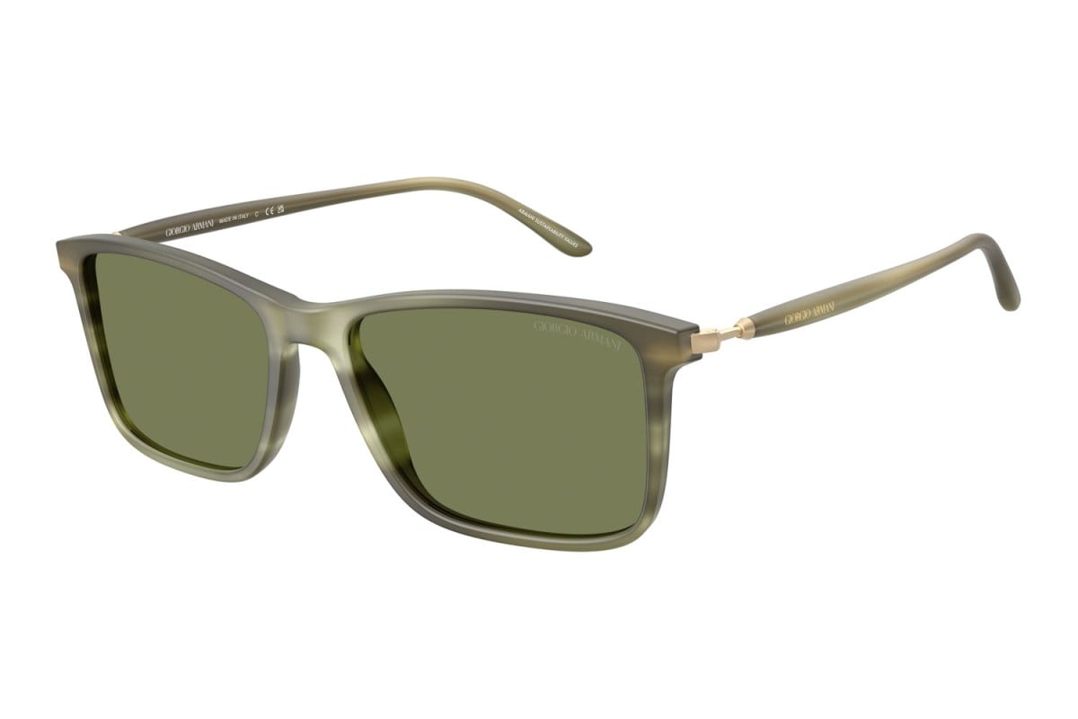 OCCHIALE DA SOLE UOMO | GIORGIO ARMANI AR 8218 - 61682A VERDE STRIATO OPACO - CALIBRO 56