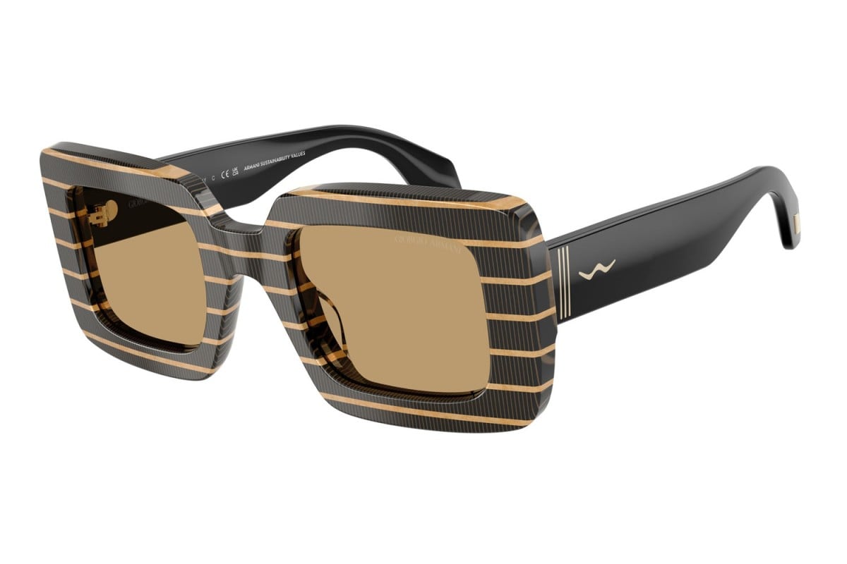OCCHIALE DA SOLE DONNA | GIORGIO ARMANI AR 8241U - 622673 STRISCE SOTTILI NERE/ORO - CALIBRO 48