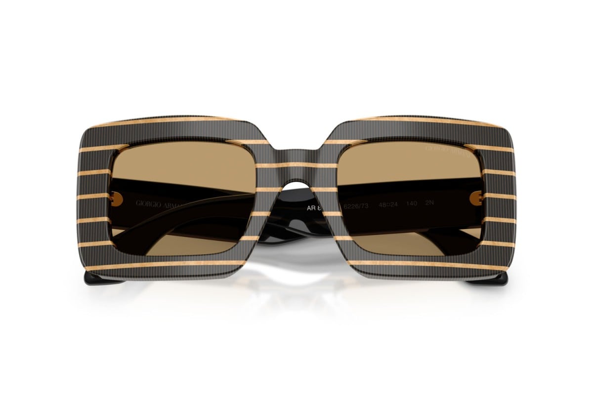 OCCHIALE DA SOLE DONNA | GIORGIO ARMANI AR 8241U - 622673 STRISCE SOTTILI NERE/ORO - CALIBRO 48