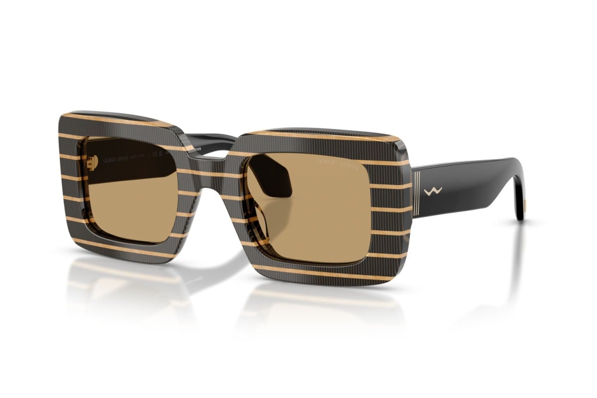 OCCHIALE DA SOLE DONNA | GIORGIO ARMANI AR 8241U - 622673 STRISCE SOTTILI NERE/ORO - CALIBRO 48