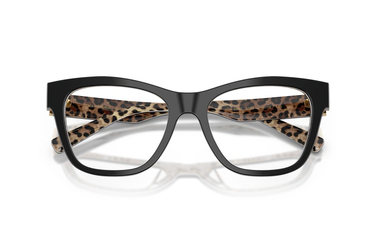 OCCHIALE DA VISTA DONNA | DOLCE & GABBANA DG 3430 - 3299 NERO SU MARRONE LEONE - CALIBRO 53