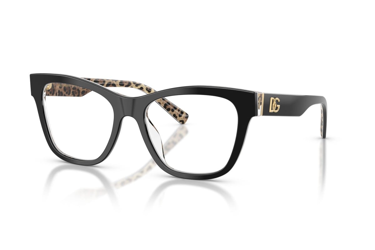 OCCHIALE DA VISTA DONNA | DOLCE & GABBANA DG 3430 - 3299 NERO SU MARRONE LEONE - CALIBRO 53