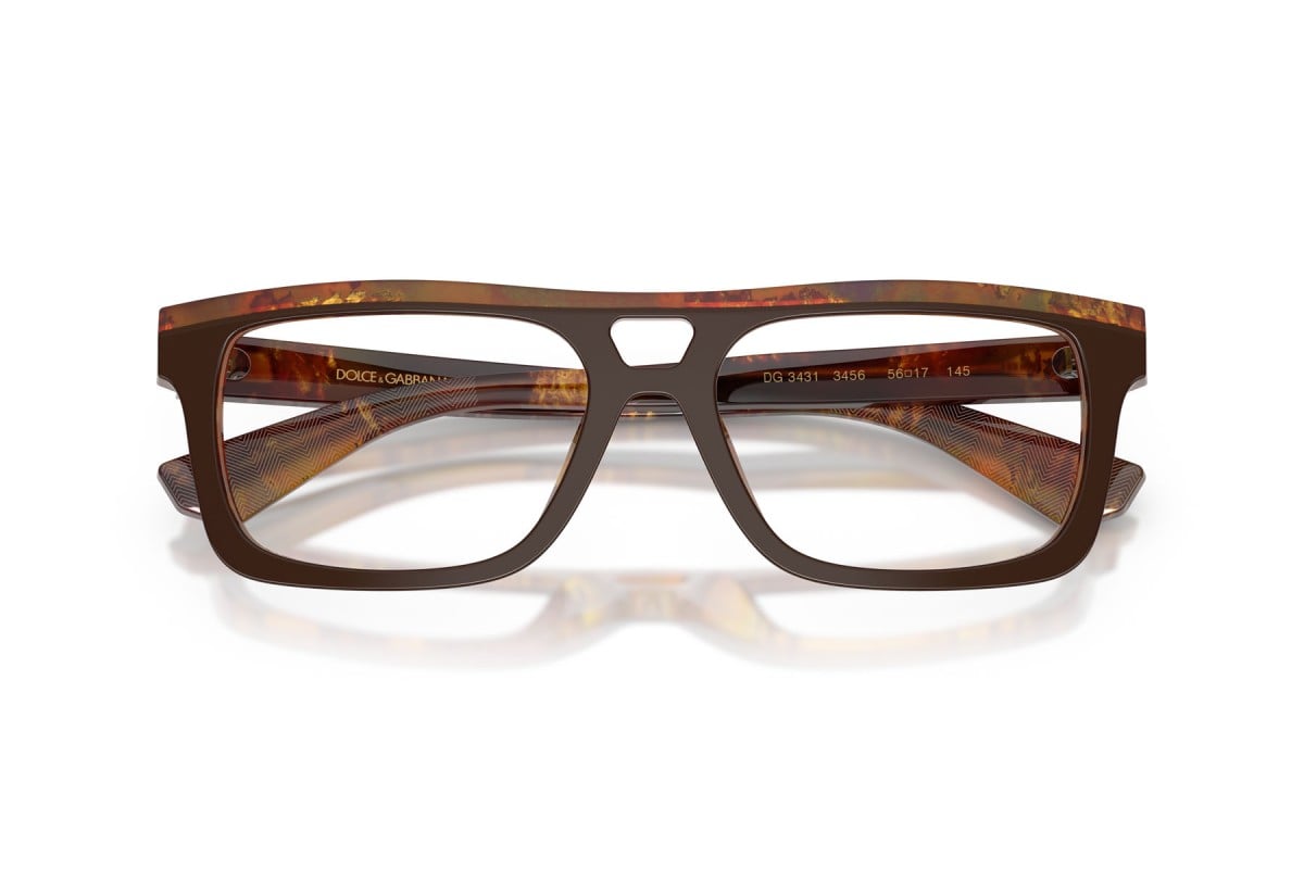 OCCHIALE DA VISTA UOMO | DOLCE & GABBANA DG 3431 - 3456 MARRONE SUPERIORE/ORO PERLATO E MARRONE - CALIBRO 56