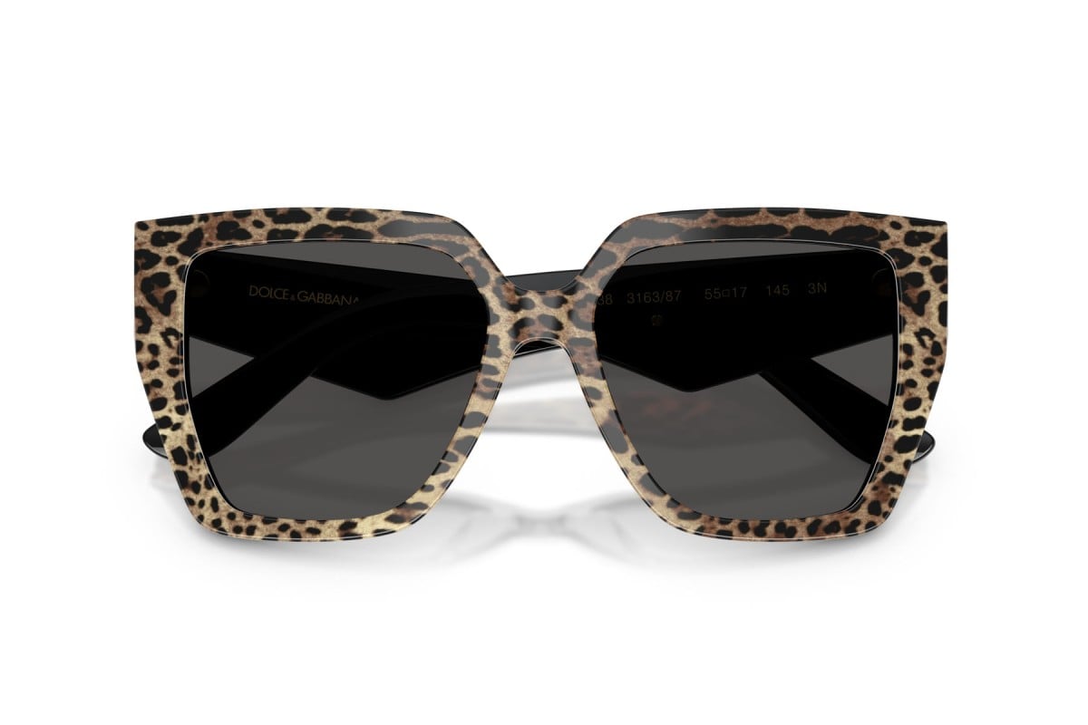 OCCHIALE DA SOLE DONNA | DOLCE & GABBANA DG 4438 - 316387 LEONE MARRONE SU NERO - CALIBRO 55