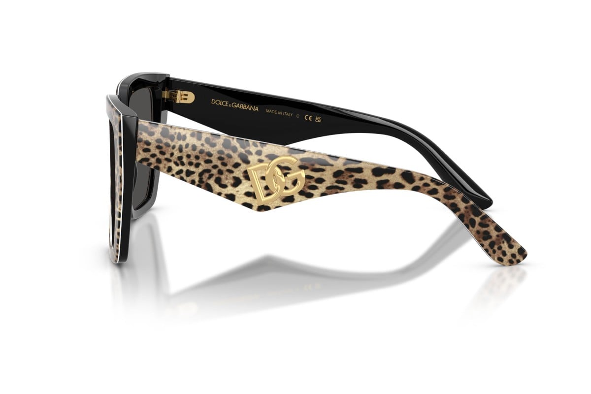 OCCHIALE DA SOLE DONNA | DOLCE & GABBANA DG 4438 - 316387 LEONE MARRONE SU NERO - CALIBRO 55