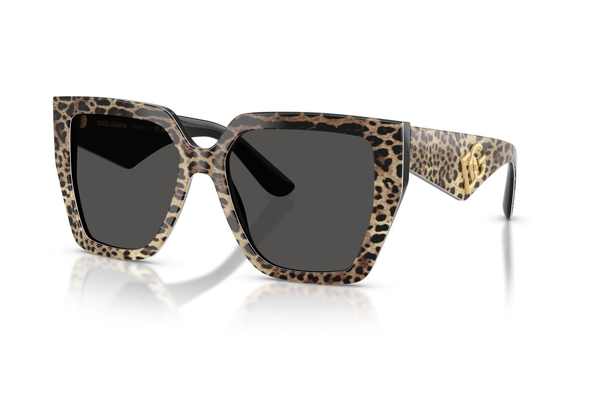 OCCHIALE DA SOLE DONNA | DOLCE & GABBANA DG 4438 - 316387 LEONE MARRONE SU NERO - CALIBRO 55