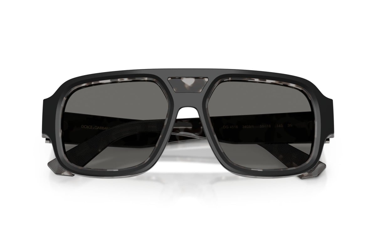OCCHIALE DA SOLE UOMO | DOLCE & GABBANA DG 4516 - 3403/1 NERO SU GRIGIO AVANA - CALIBRO 55