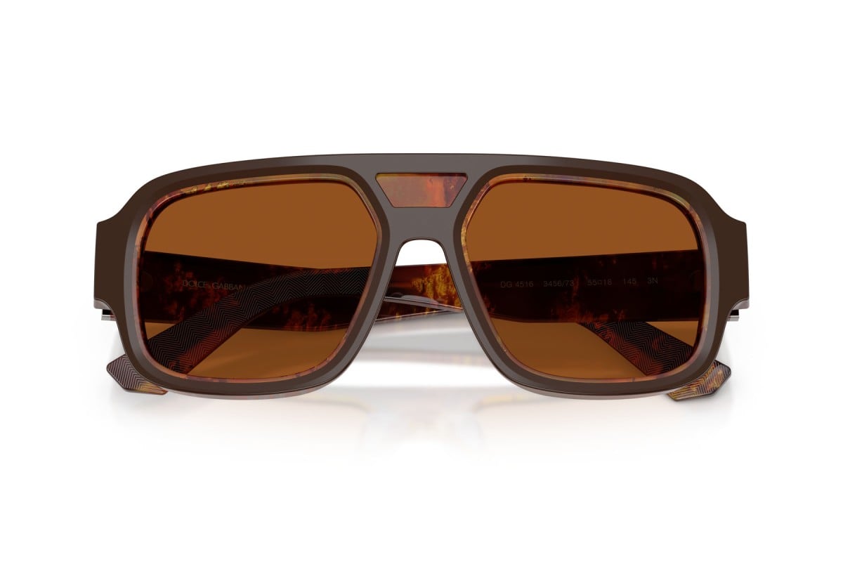 OCCHIALE DA SOLE UOMO | DOLCE & GABBANA DG 4516 - 345673 MARRONE SUPERIORE/ORO PERLATO E MARRONE - CALIBRO 55