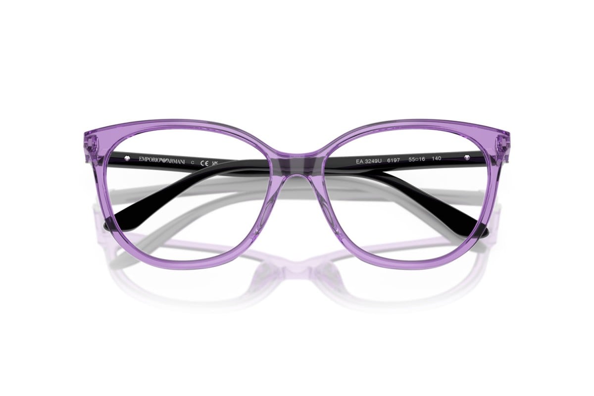EMPORIO ARMANI - 6197 BLU TRASPARENTE LUCIDO | OCCHIALE DA VISTA DONNA - EA 3249U CALIBRO 53