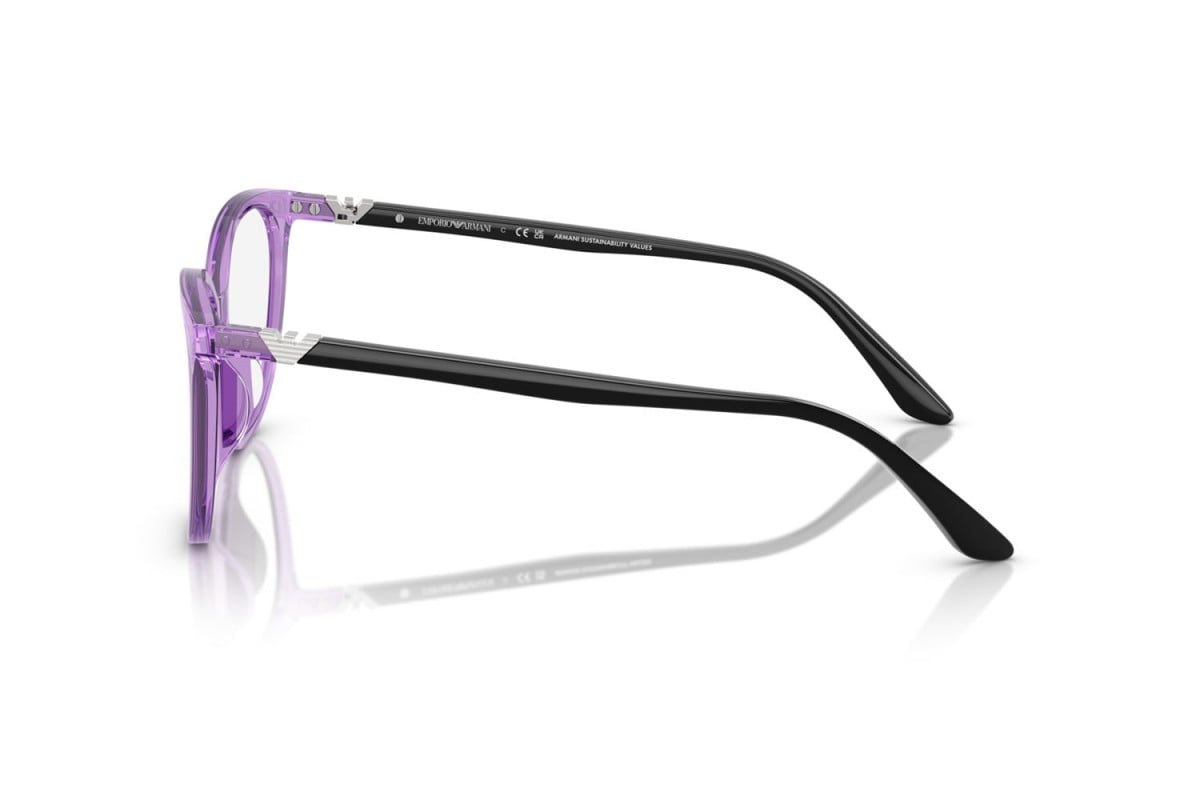 EMPORIO ARMANI - 6197 BLU TRASPARENTE LUCIDO | OCCHIALE DA VISTA DONNA - EA 3249U CALIBRO 55