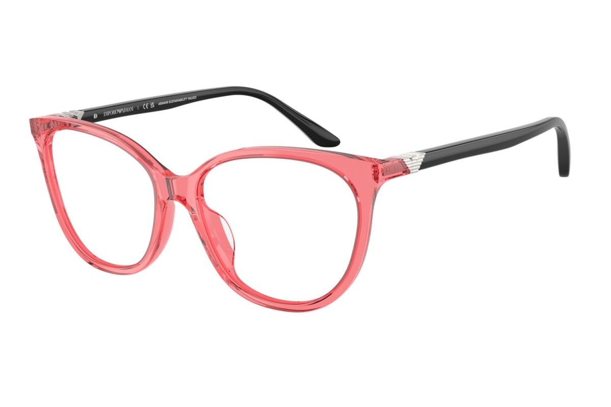 EMPORIO ARMANI - 6198 ROSSO TRASPARENTE LUCIDO | OCCHIALE DA VISTA DONNA - EA 3249U CALIBRO 55