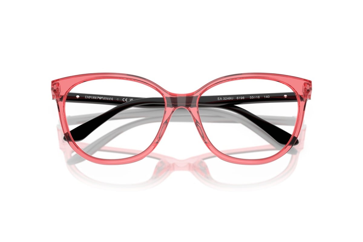 EMPORIO ARMANI - 6198 ROSSO TRASPARENTE LUCIDO | OCCHIALE DA VISTA DONNA - EA 3249U CALIBRO 53