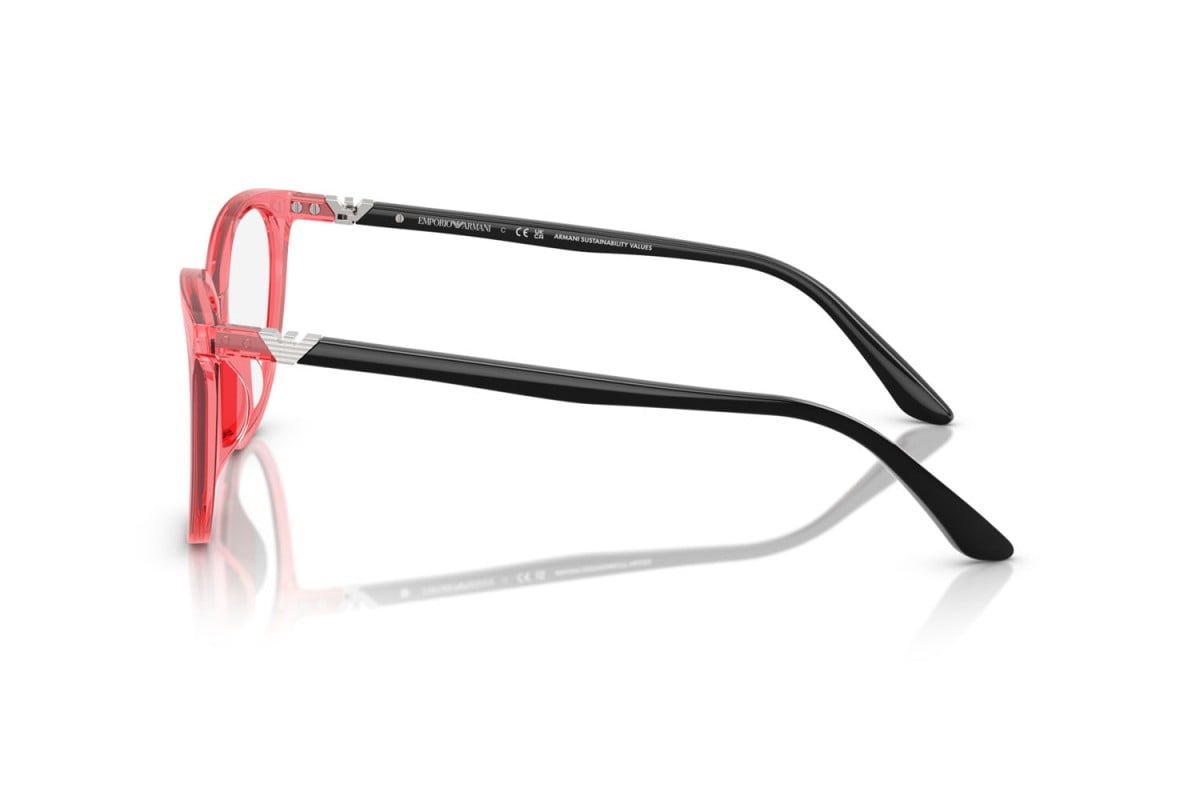 EMPORIO ARMANI - 6198 ROSSO TRASPARENTE LUCIDO | OCCHIALE DA VISTA DONNA - EA 3249U CALIBRO 55