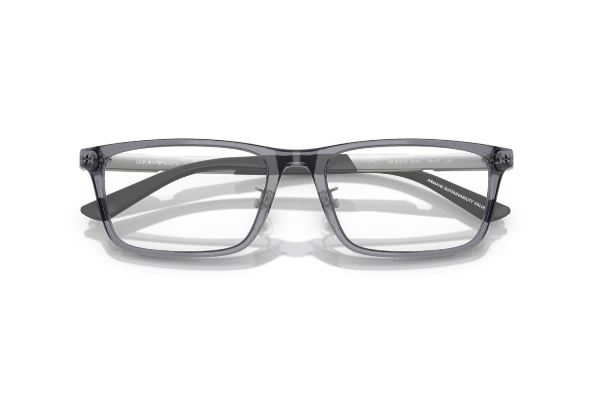 EMPORIO ARMANI - 6206 GRIGIO TRASPARENTE LUCIDO | OCCHIALE DA VISTA UOMO - EA 3251D CALIBRO 55