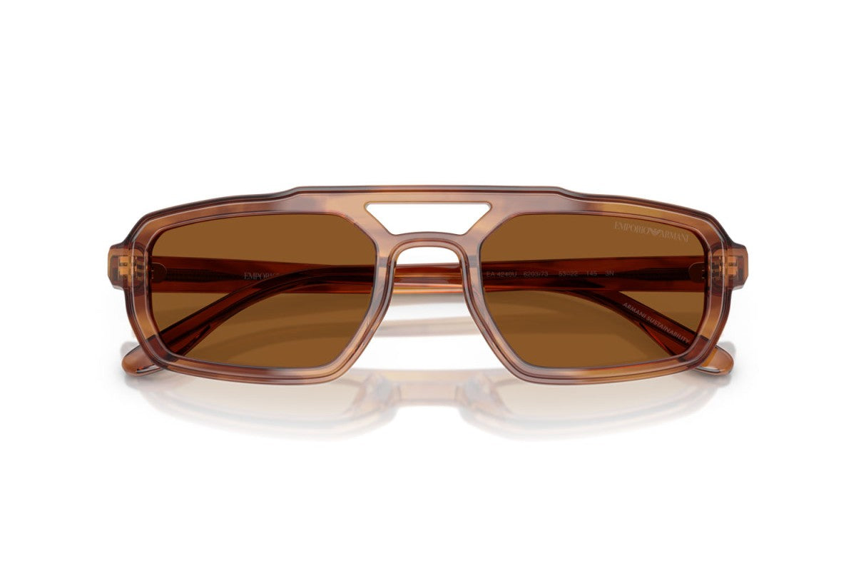 OCCHIALE DA SOLE UOMO | EMPORIO ARMANI EA 4240U - 620373 MARRONE AVANA LUCIDO - CALIBRO 53
