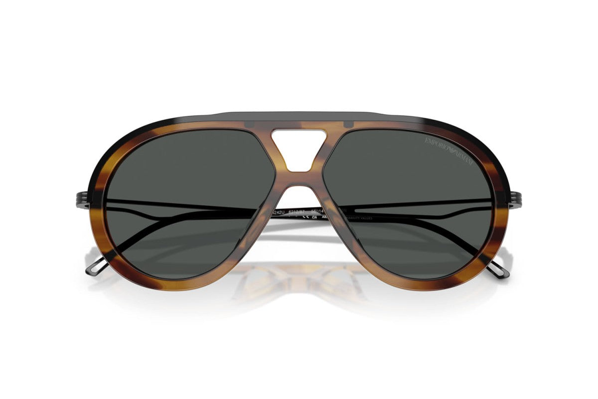 OCCHIALE DA SOLE UOMO | EMPORIO ARMANI EA 4242U - 621287 MARRONE STRIATO LUCIDO - CALIBRO 56