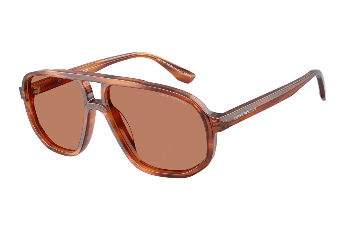 OCCHIALE DA SOLE UOMO | EMPORIO ARMANI EA 4263U - 632973 MARRONE SCURO STRIATO - CALIBRO 57